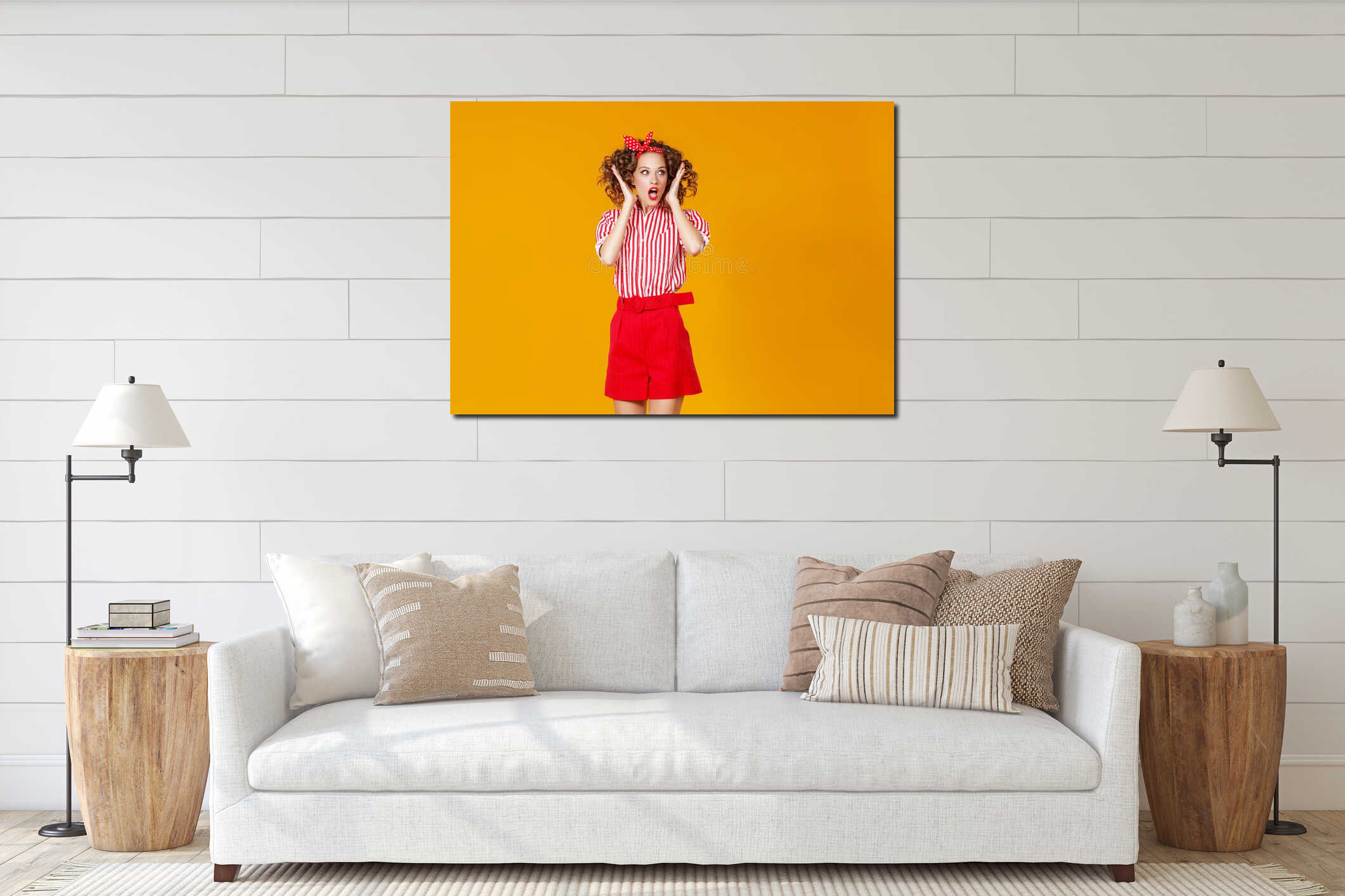 Canvas hanging interior mockup