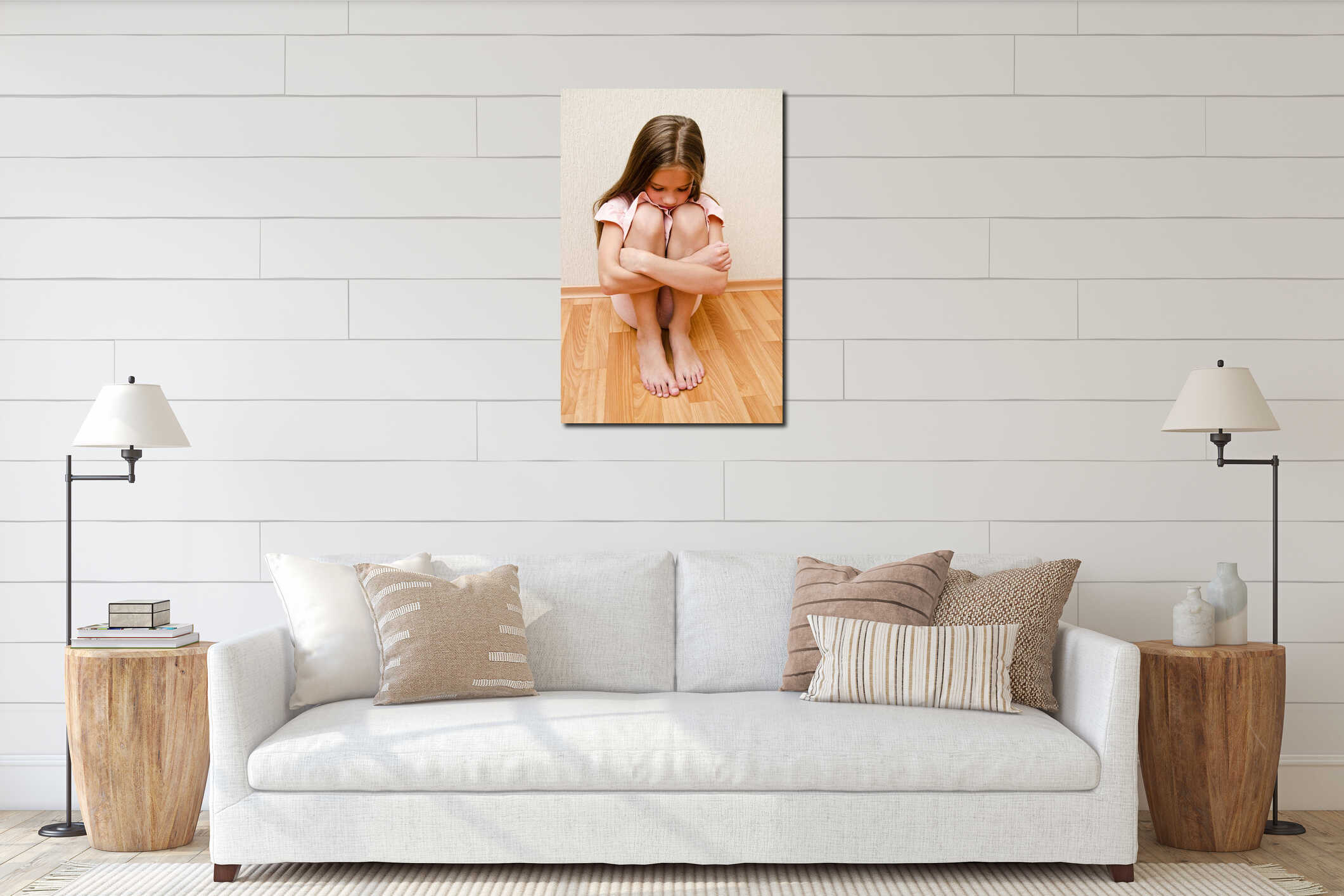 Canvas hanging interior mockup