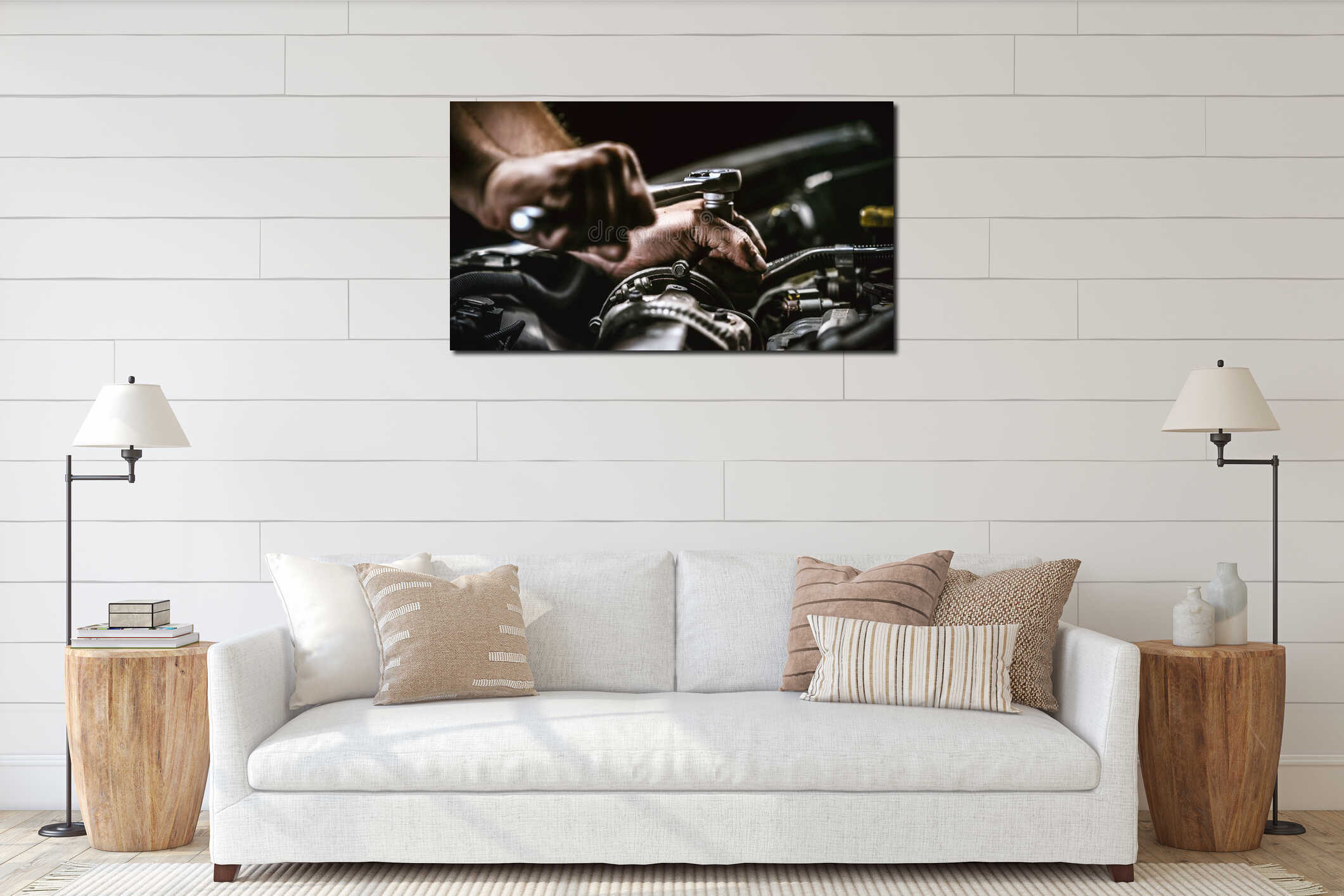 Canvas hanging interior mockup