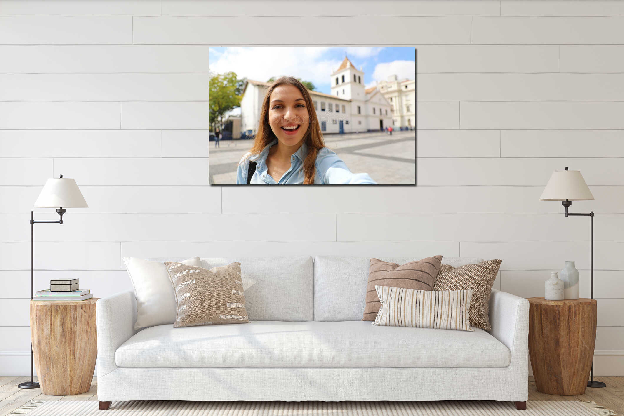 Canvas hanging interior mockup