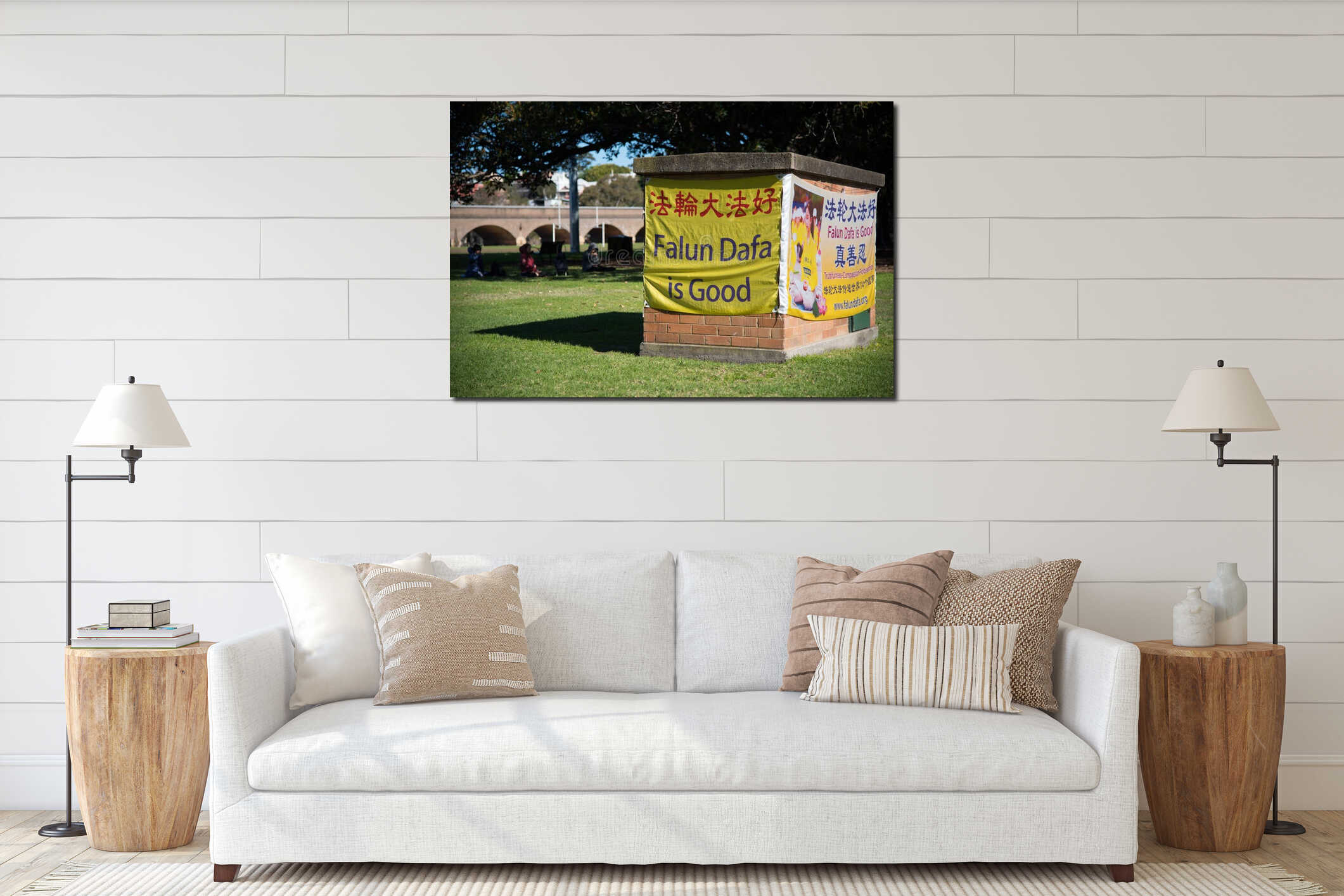 Canvas hanging interior mockup