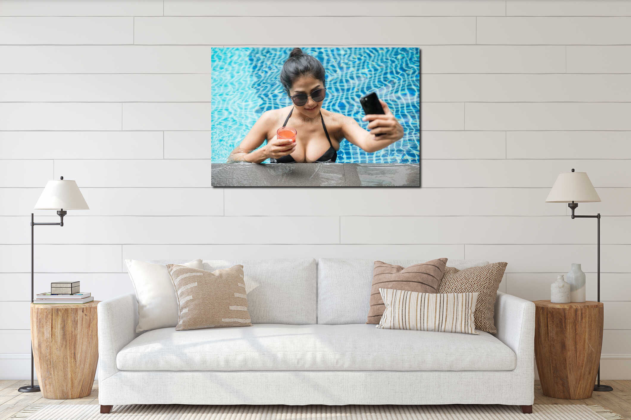 Canvas hanging interior mockup