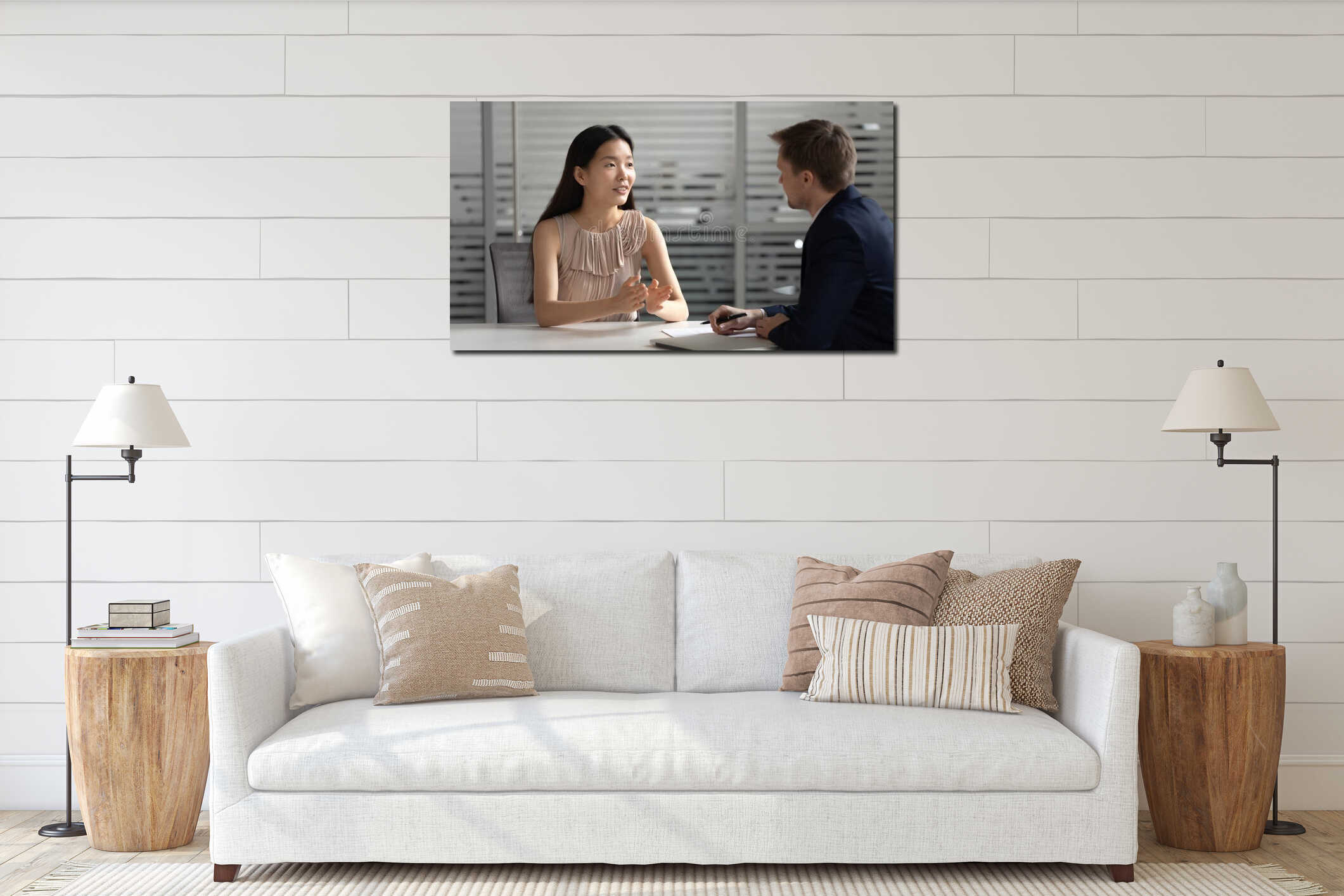 Canvas hanging interior mockup