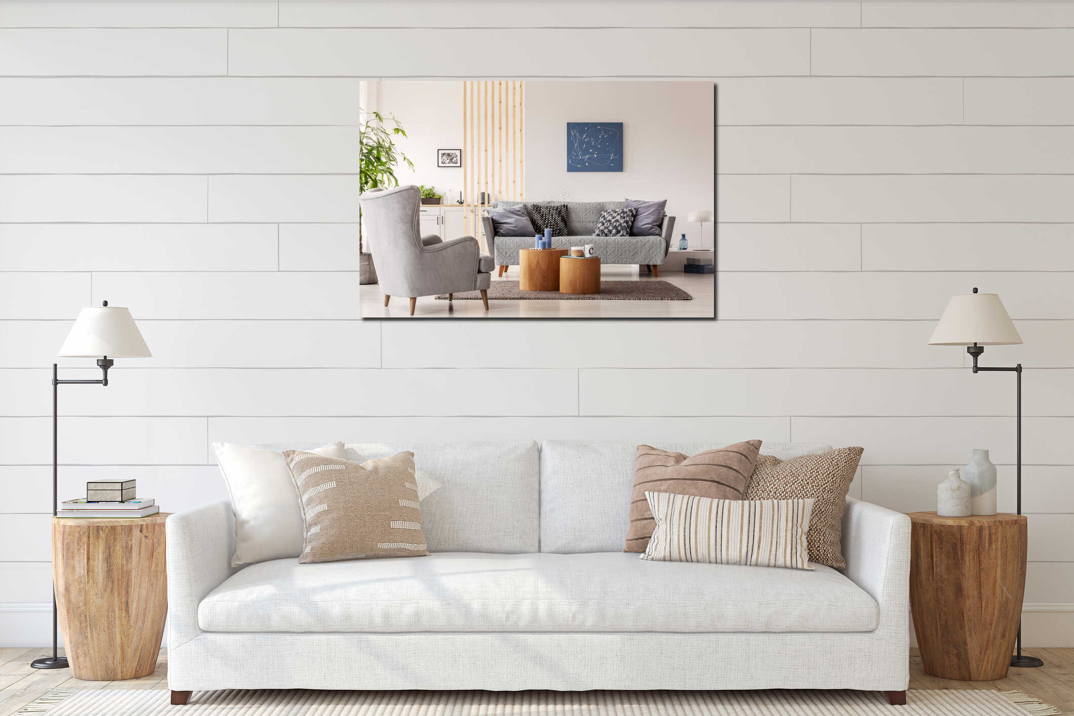 Canvas hanging interior mockup