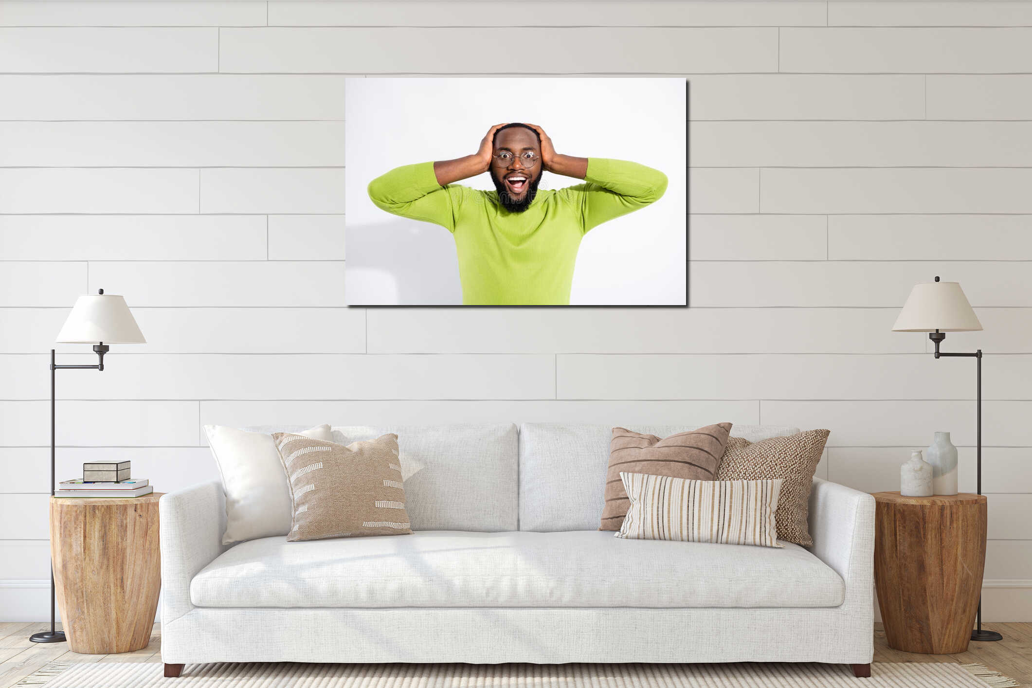 Canvas hanging interior mockup