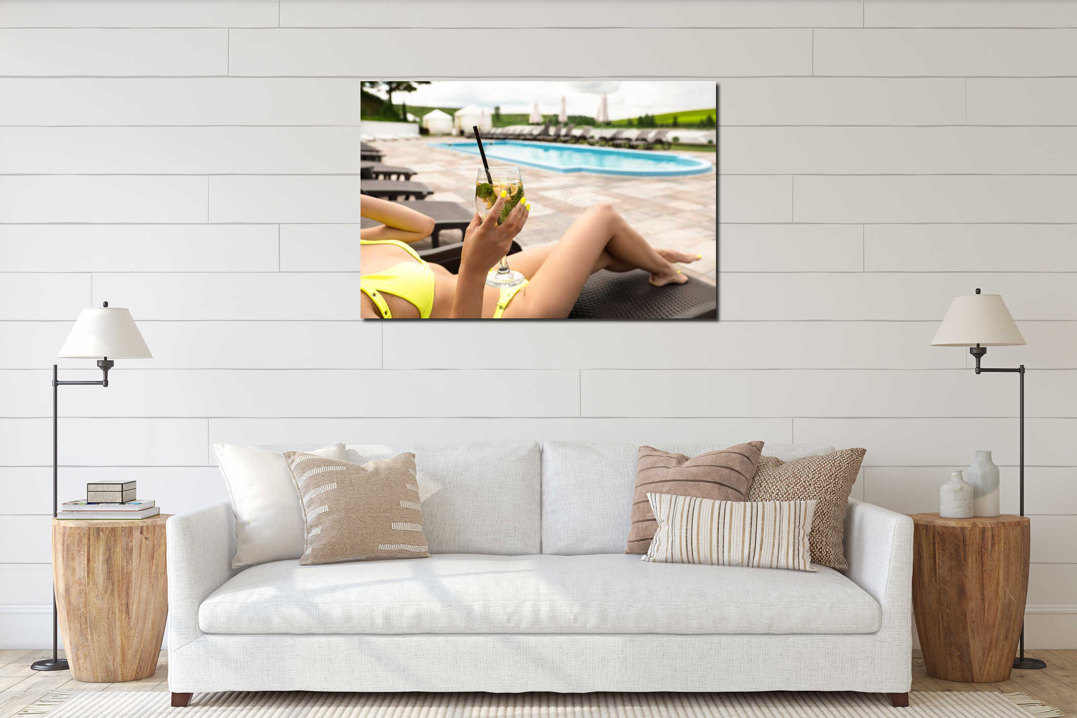 Canvas hanging interior mockup