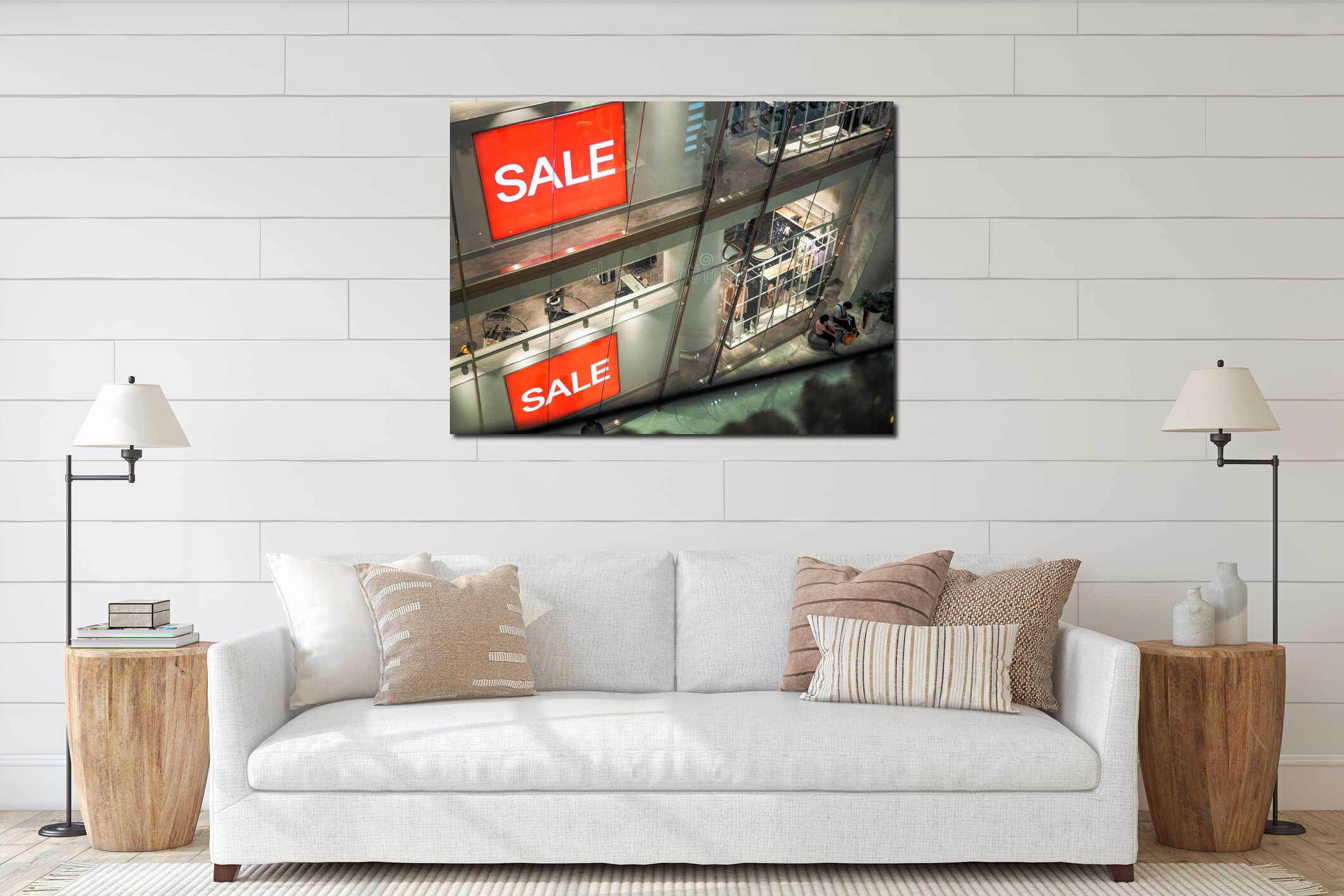 Canvas hanging interior mockup