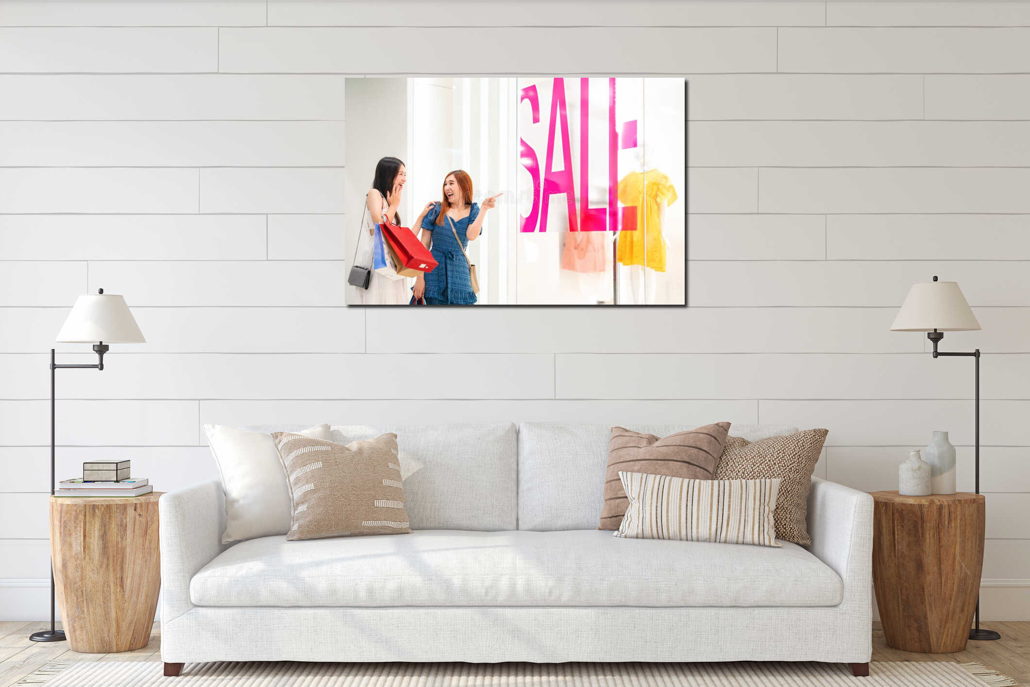 Canvas hanging interior mockup