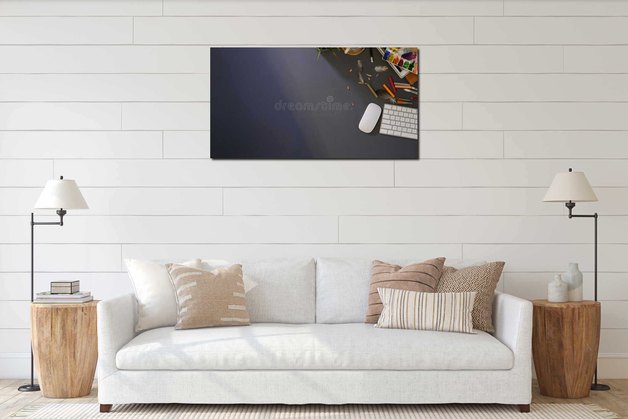 Canvas hanging interior mockup