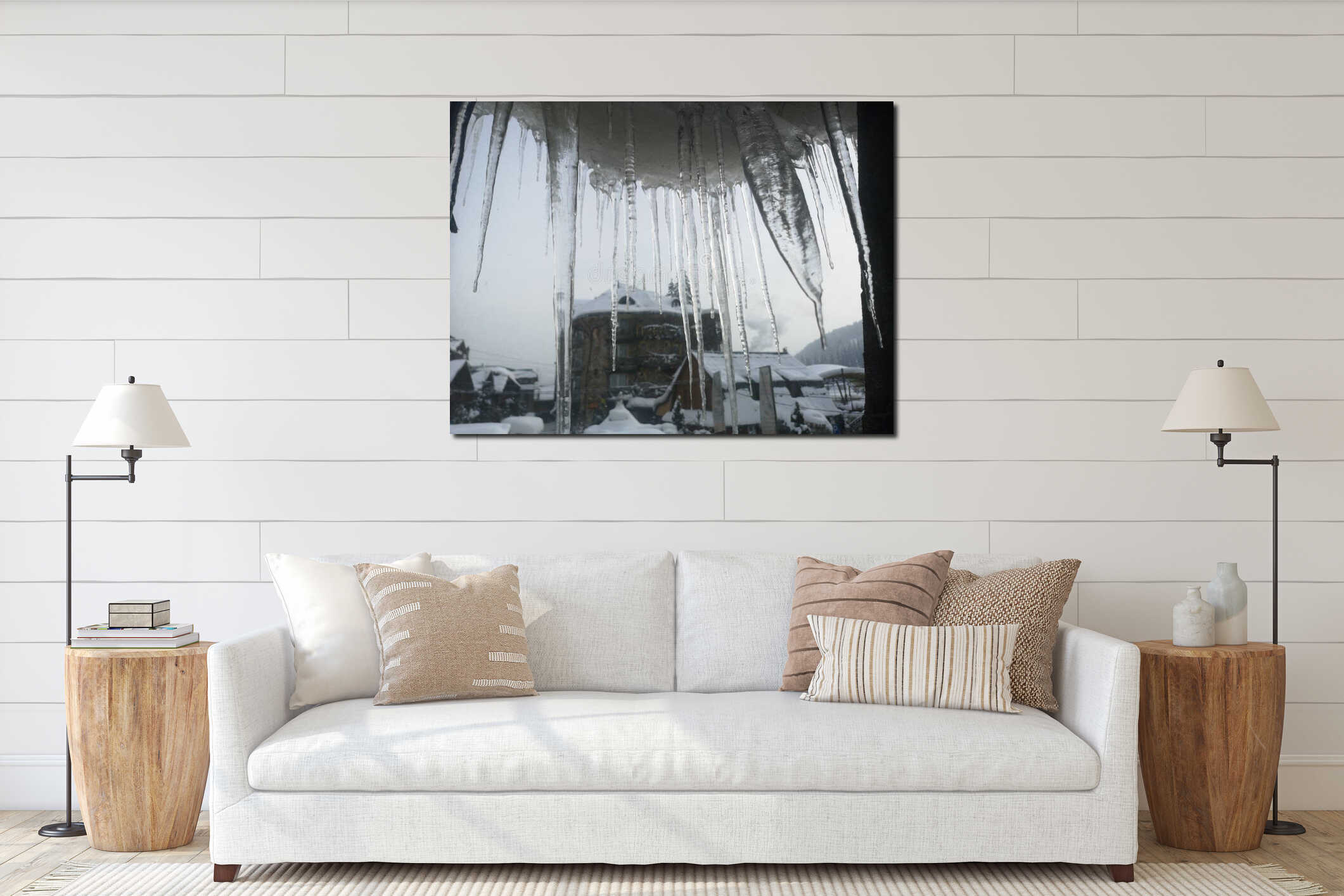 Canvas hanging interior mockup