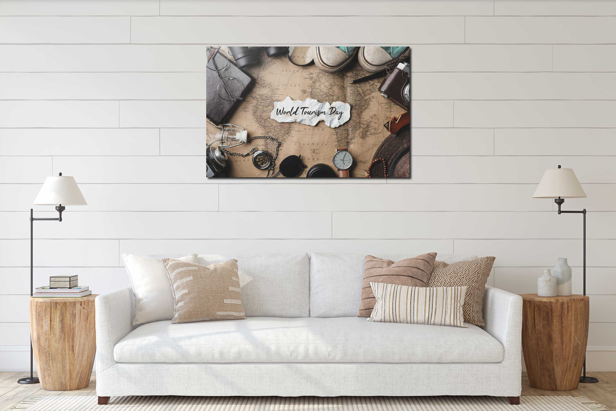 Canvas hanging interior mockup