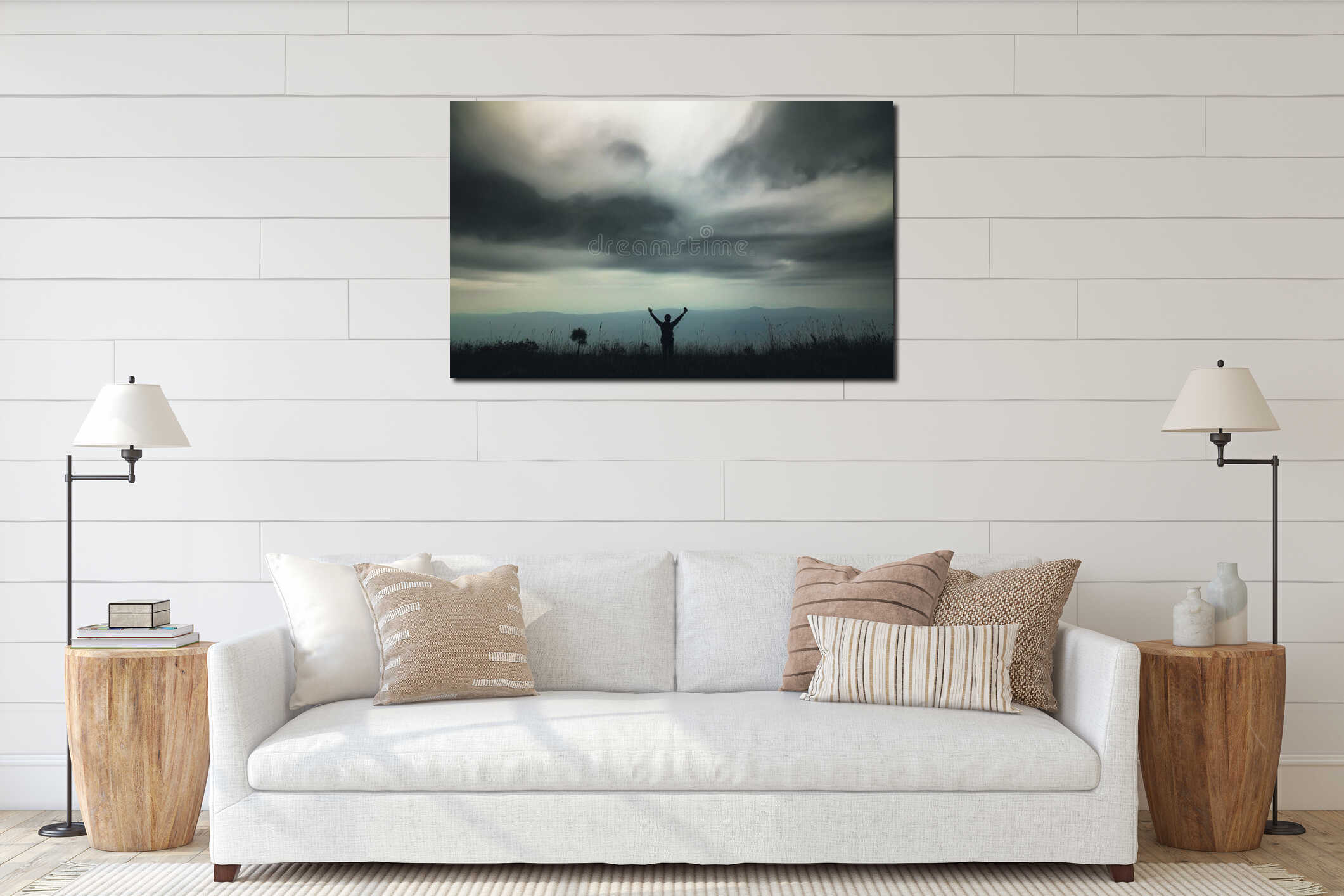 Canvas hanging interior mockup