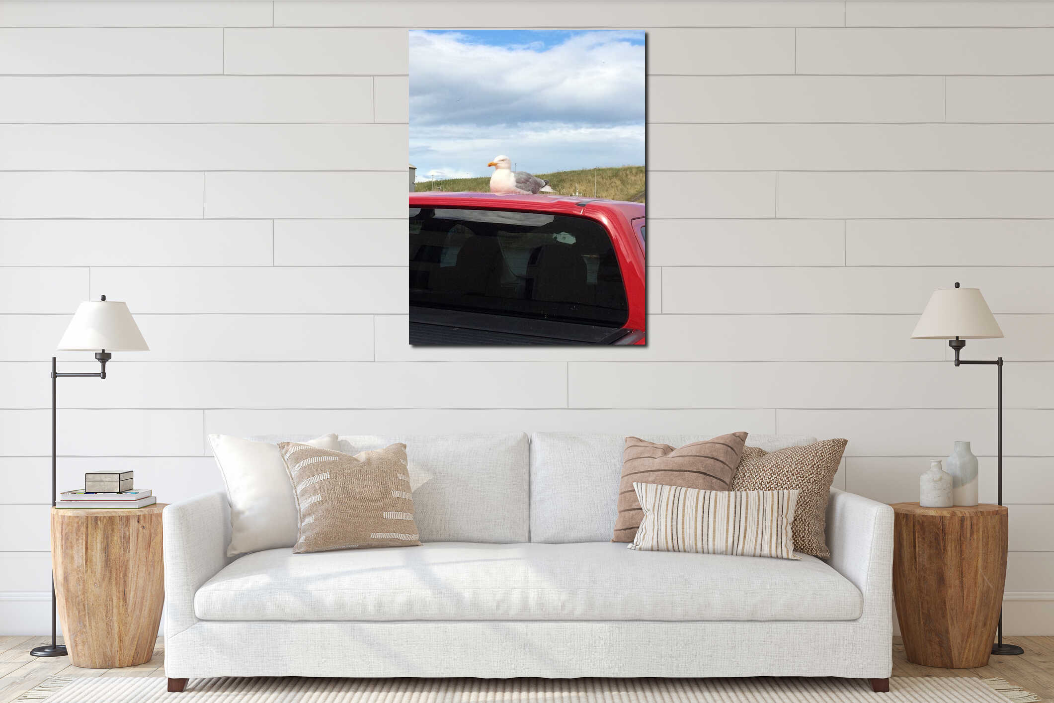 Canvas hanging interior mockup