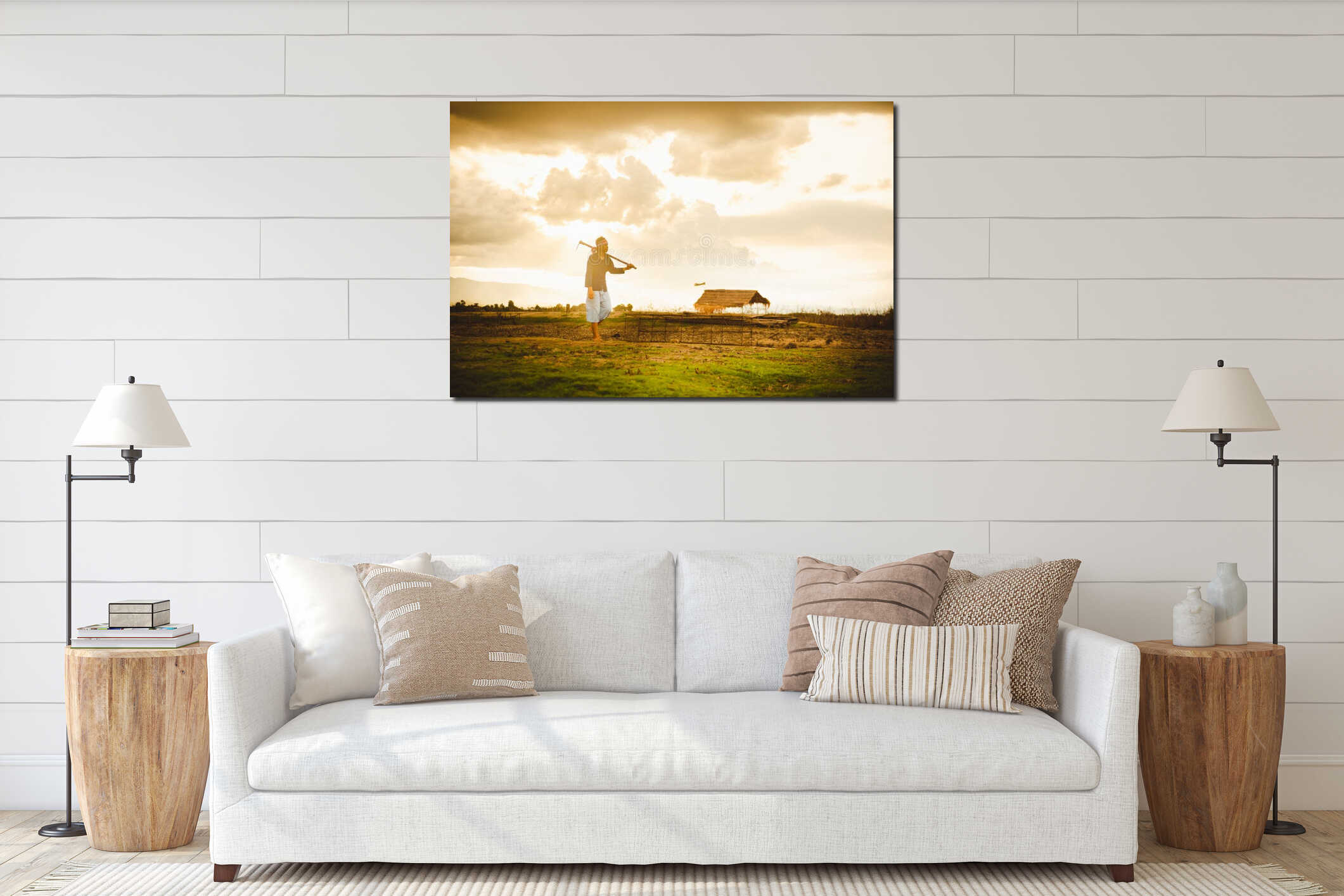 Canvas hanging interior mockup