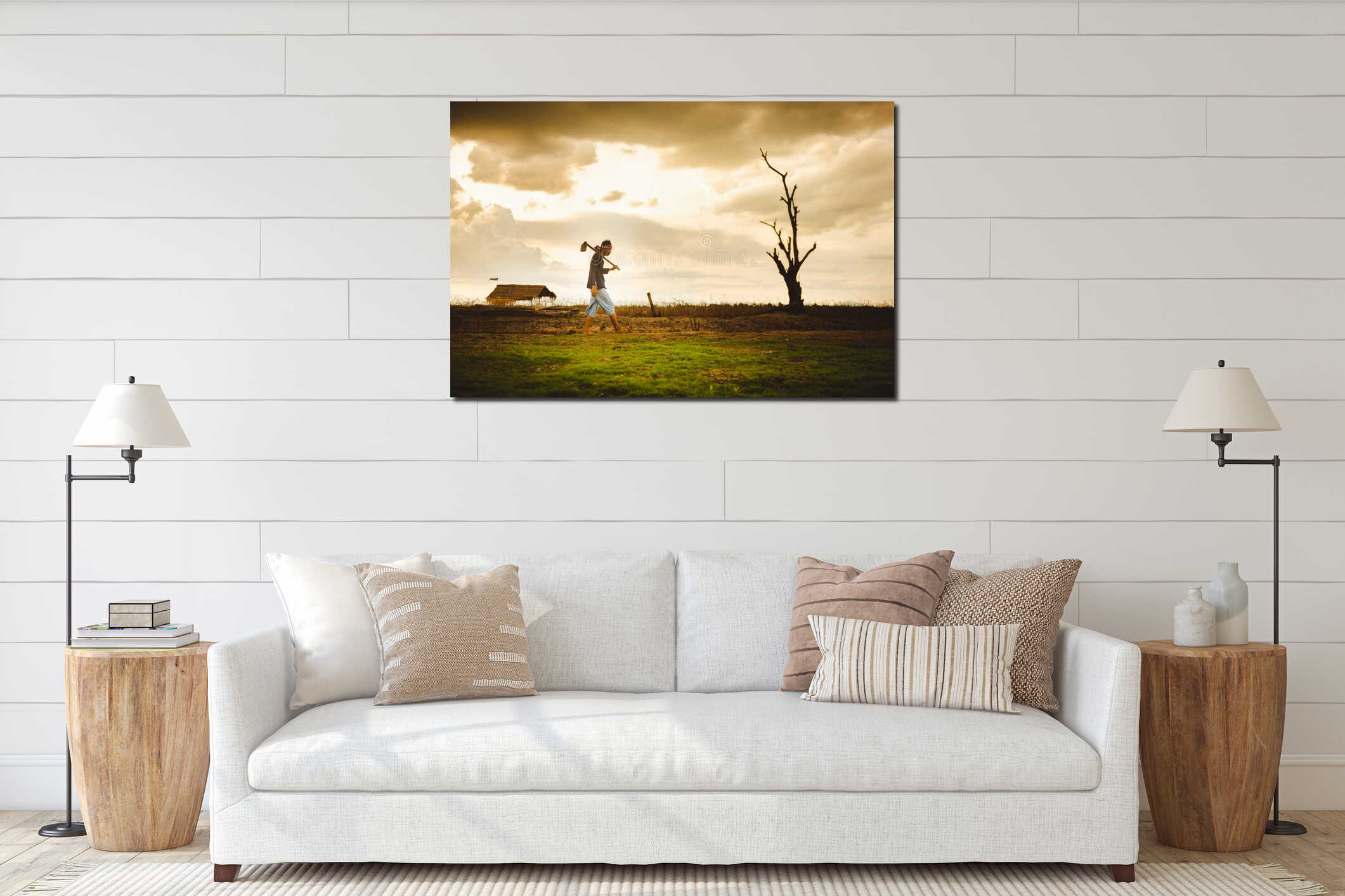 Canvas hanging interior mockup