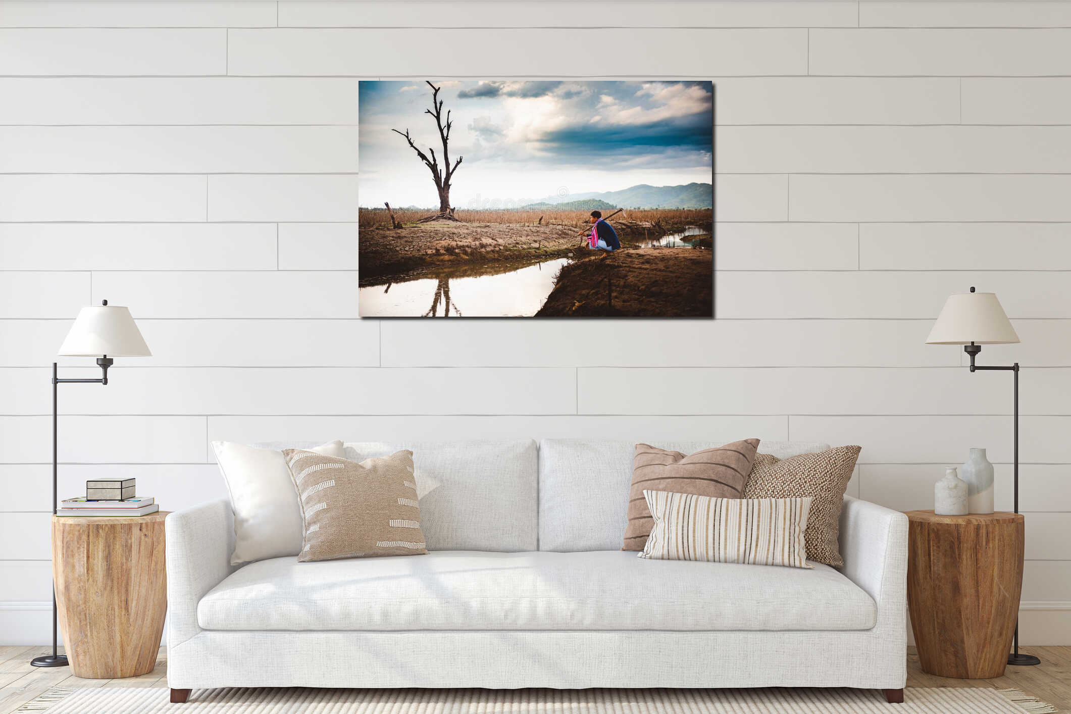 Canvas hanging interior mockup