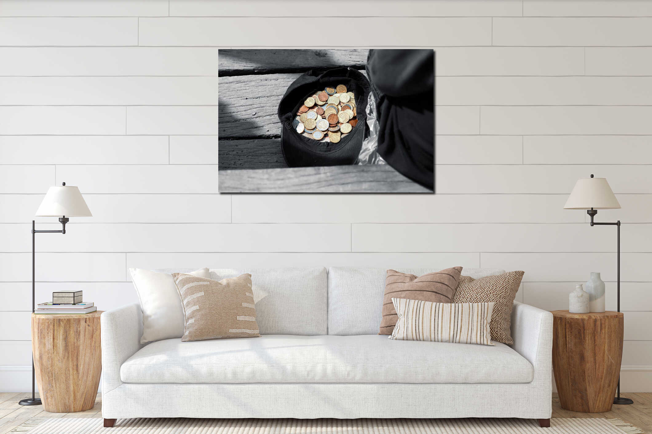 Canvas hanging interior mockup