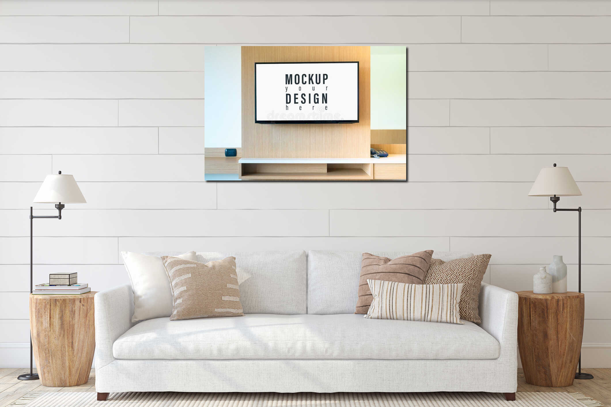 Canvas hanging interior mockup