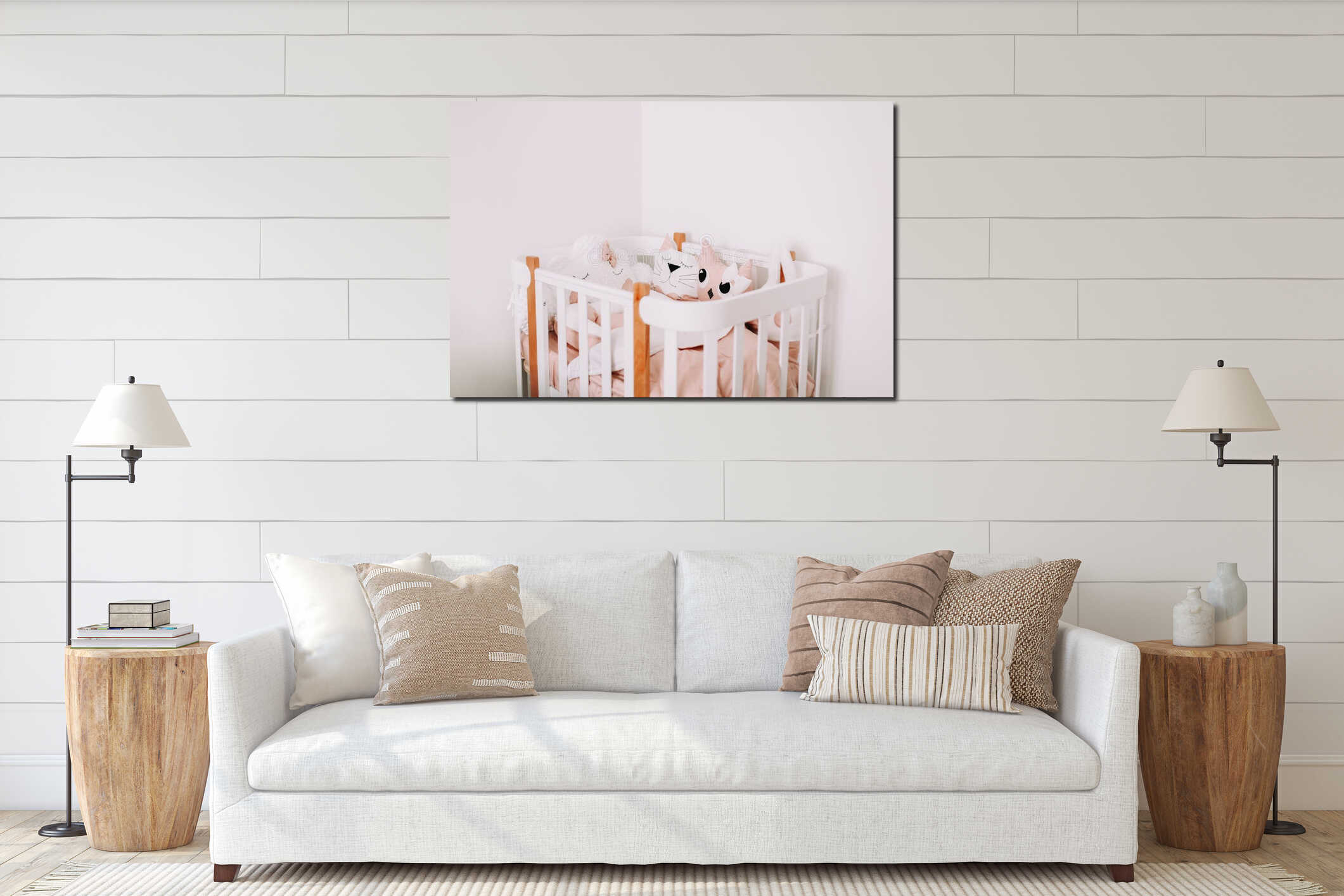 Canvas hanging interior mockup