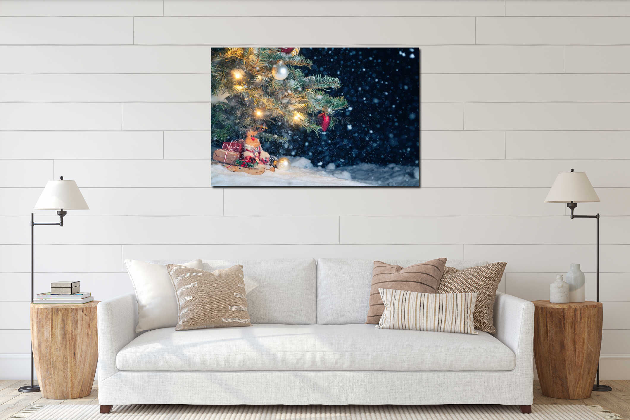 Canvas hanging interior mockup