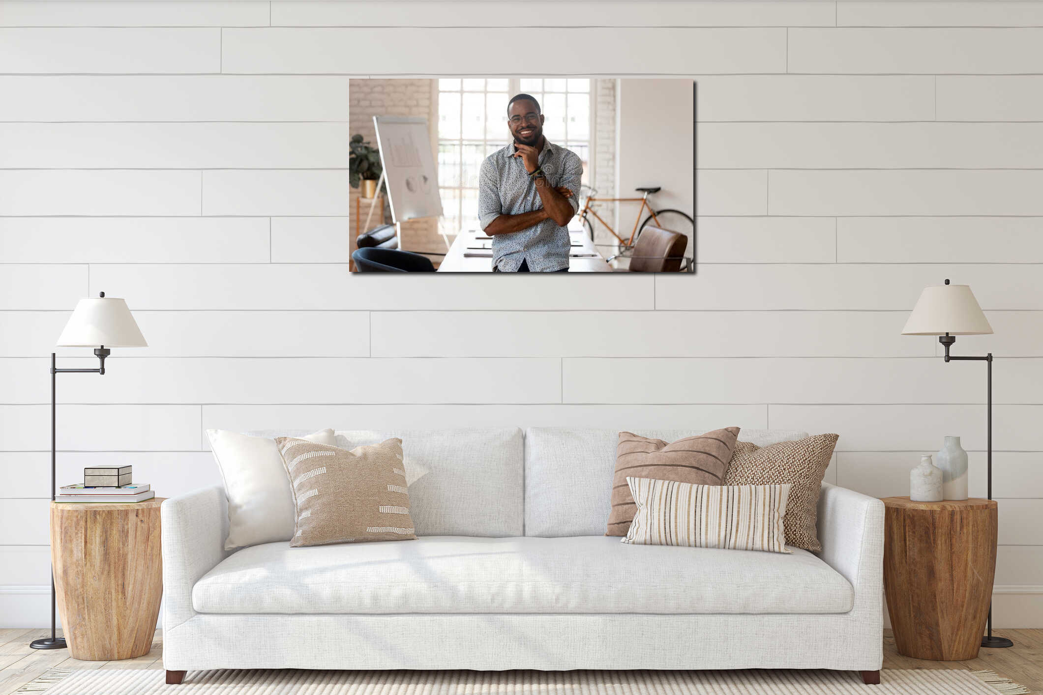 Canvas hanging interior mockup