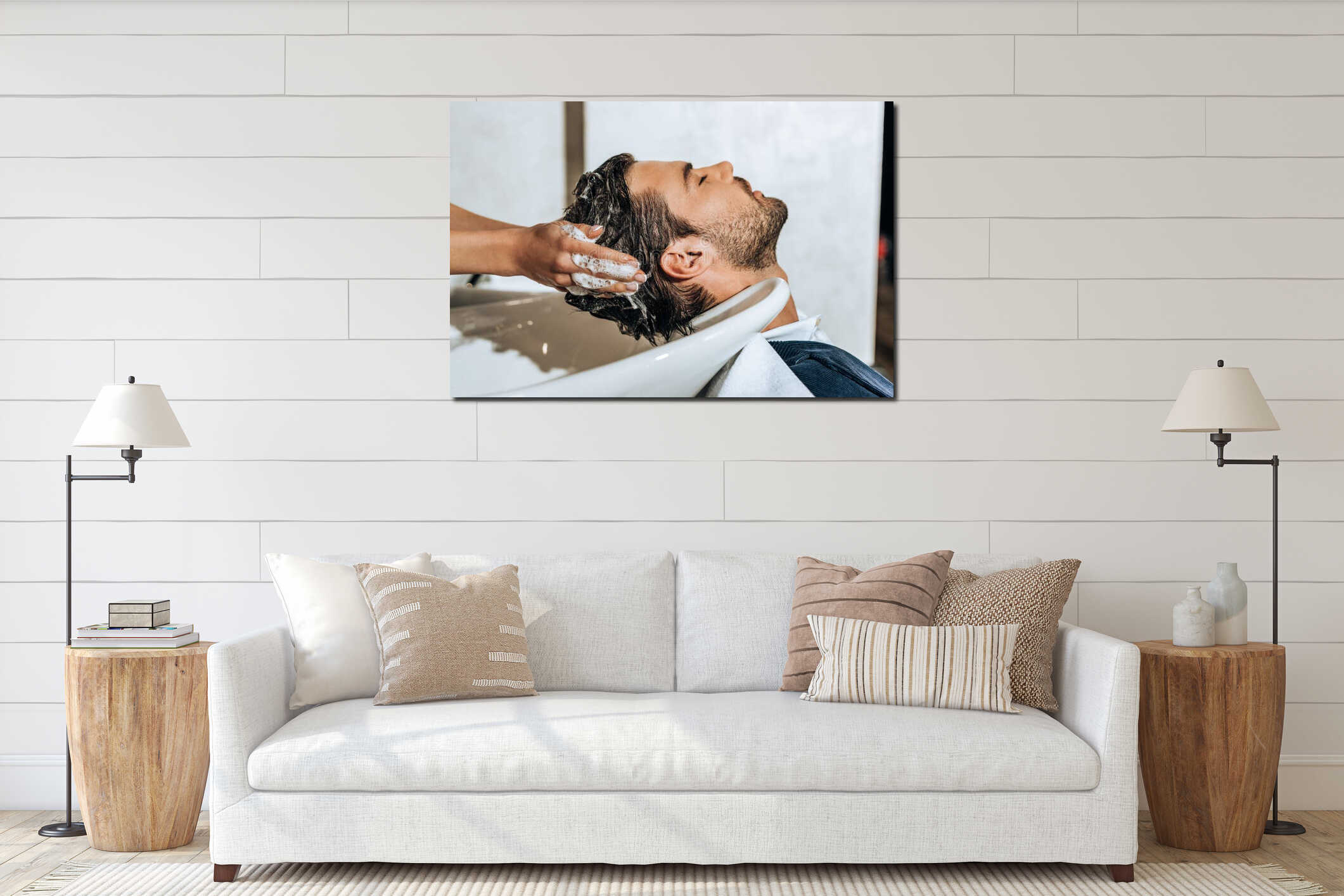 Canvas hanging interior mockup