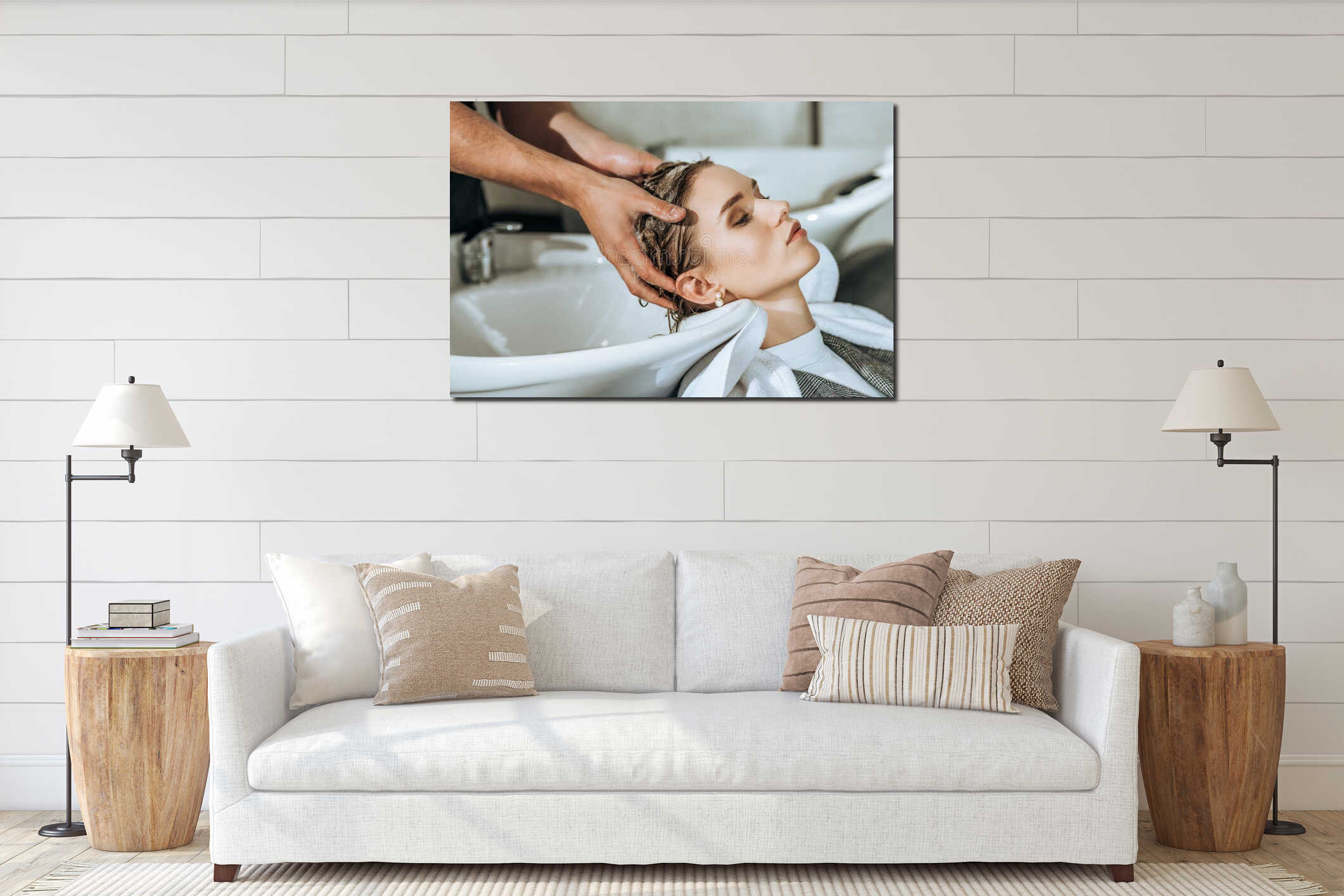 Canvas hanging interior mockup