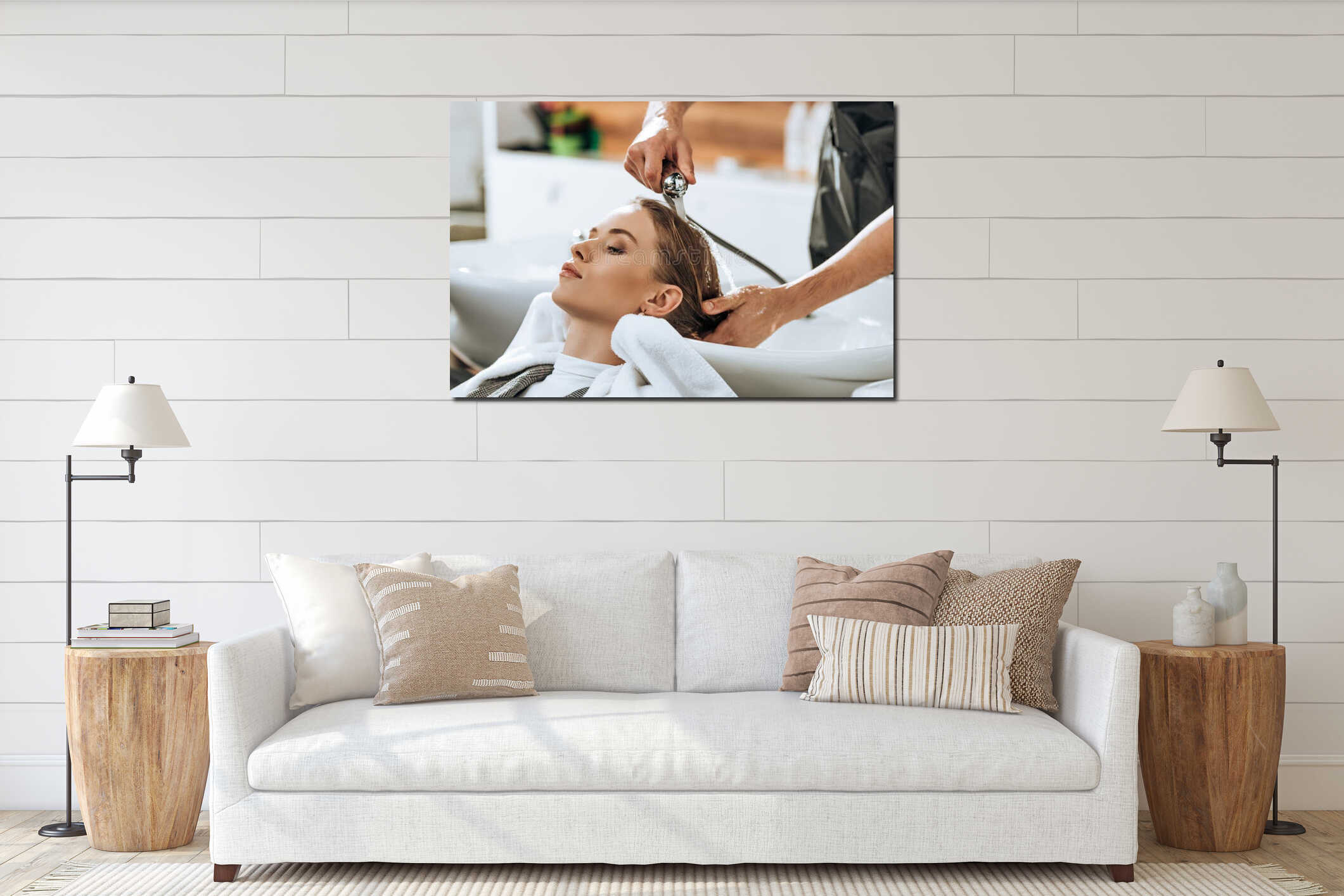 Canvas hanging interior mockup