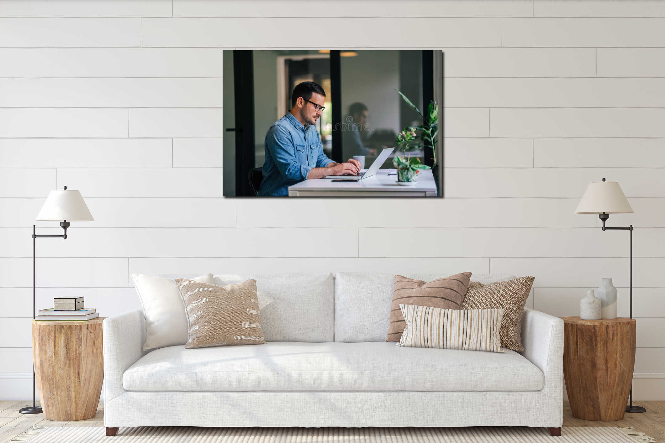 Canvas hanging interior mockup
