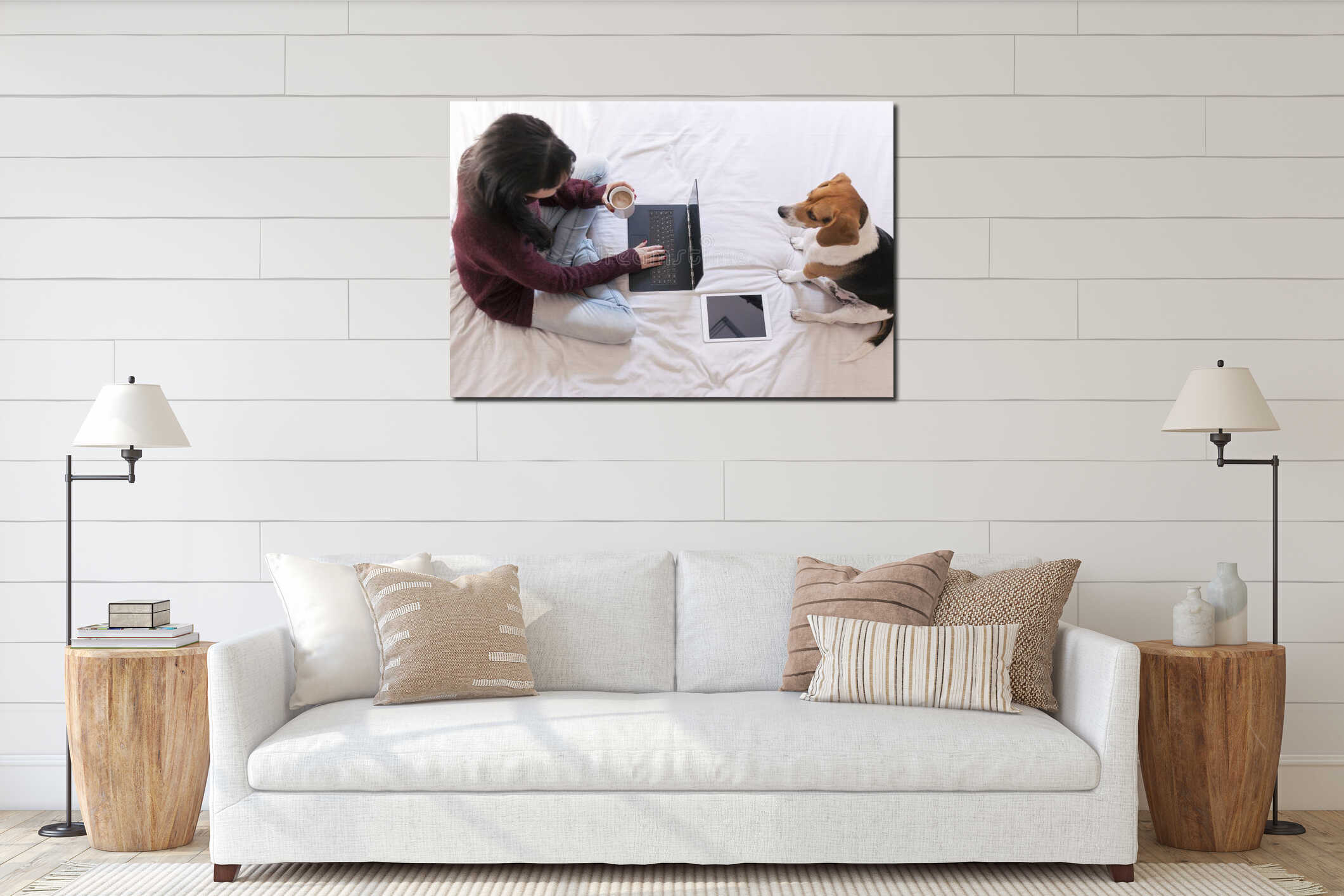 Canvas hanging interior mockup