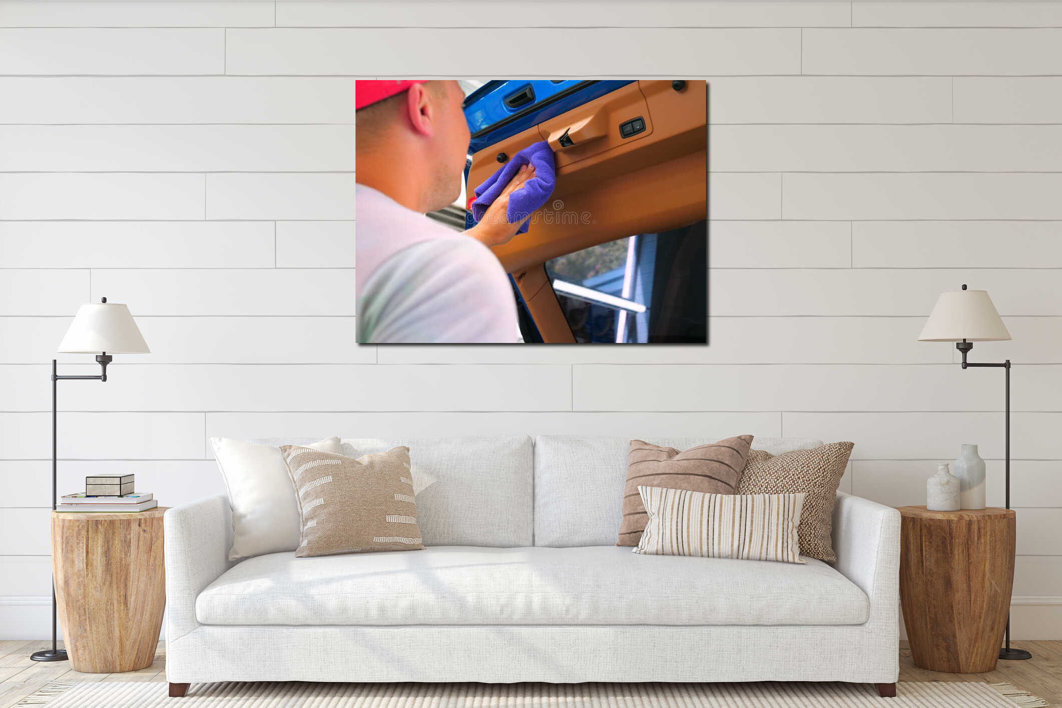 Canvas hanging interior mockup