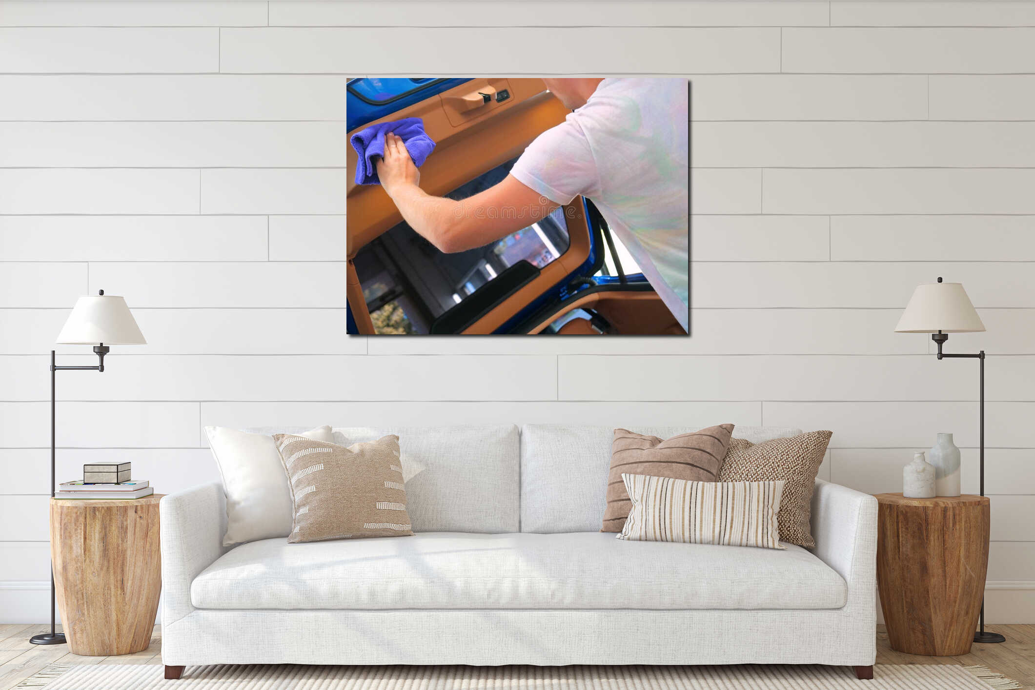 Canvas hanging interior mockup