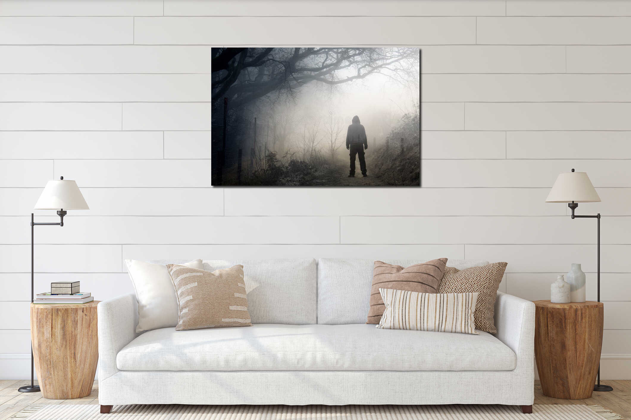 Canvas hanging interior mockup