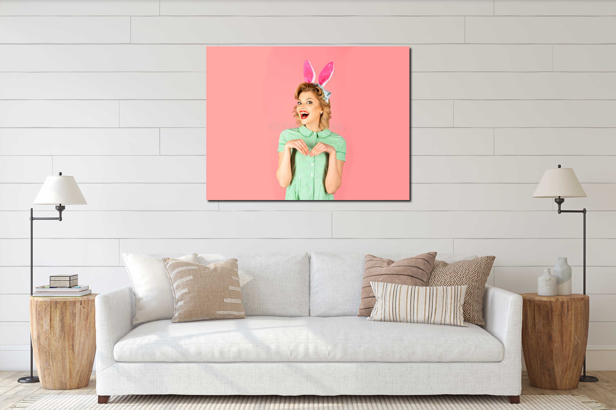 Canvas hanging interior mockup