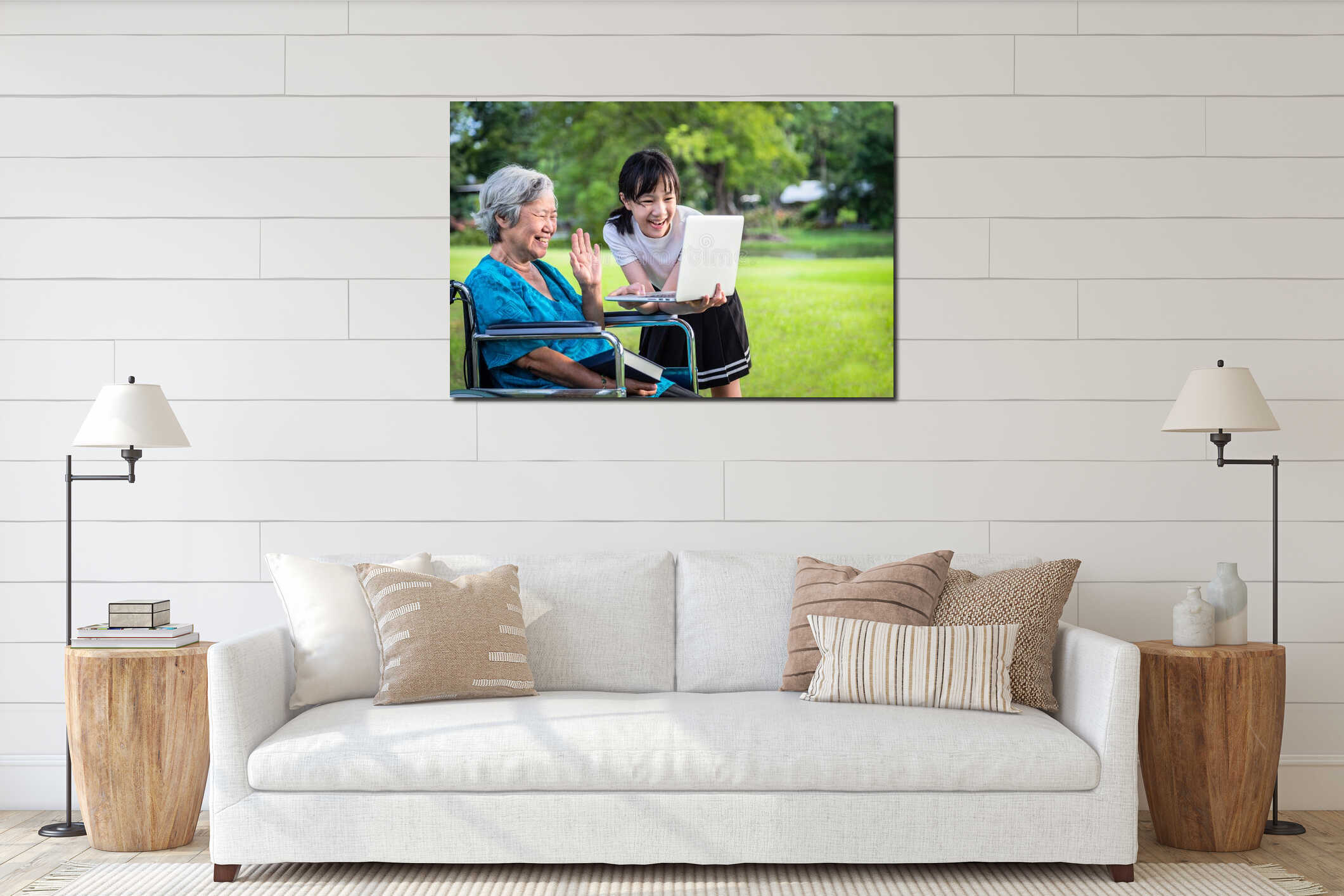 Canvas hanging interior mockup