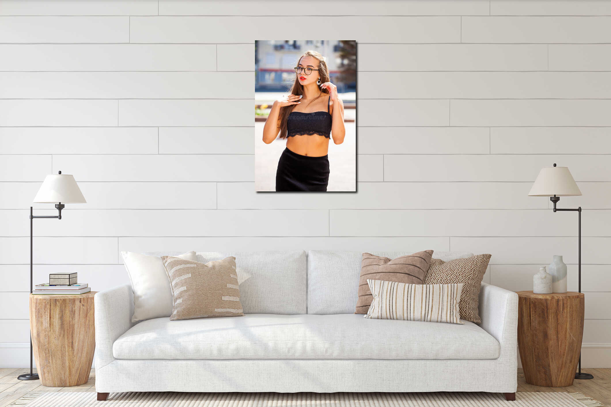 Canvas hanging interior mockup