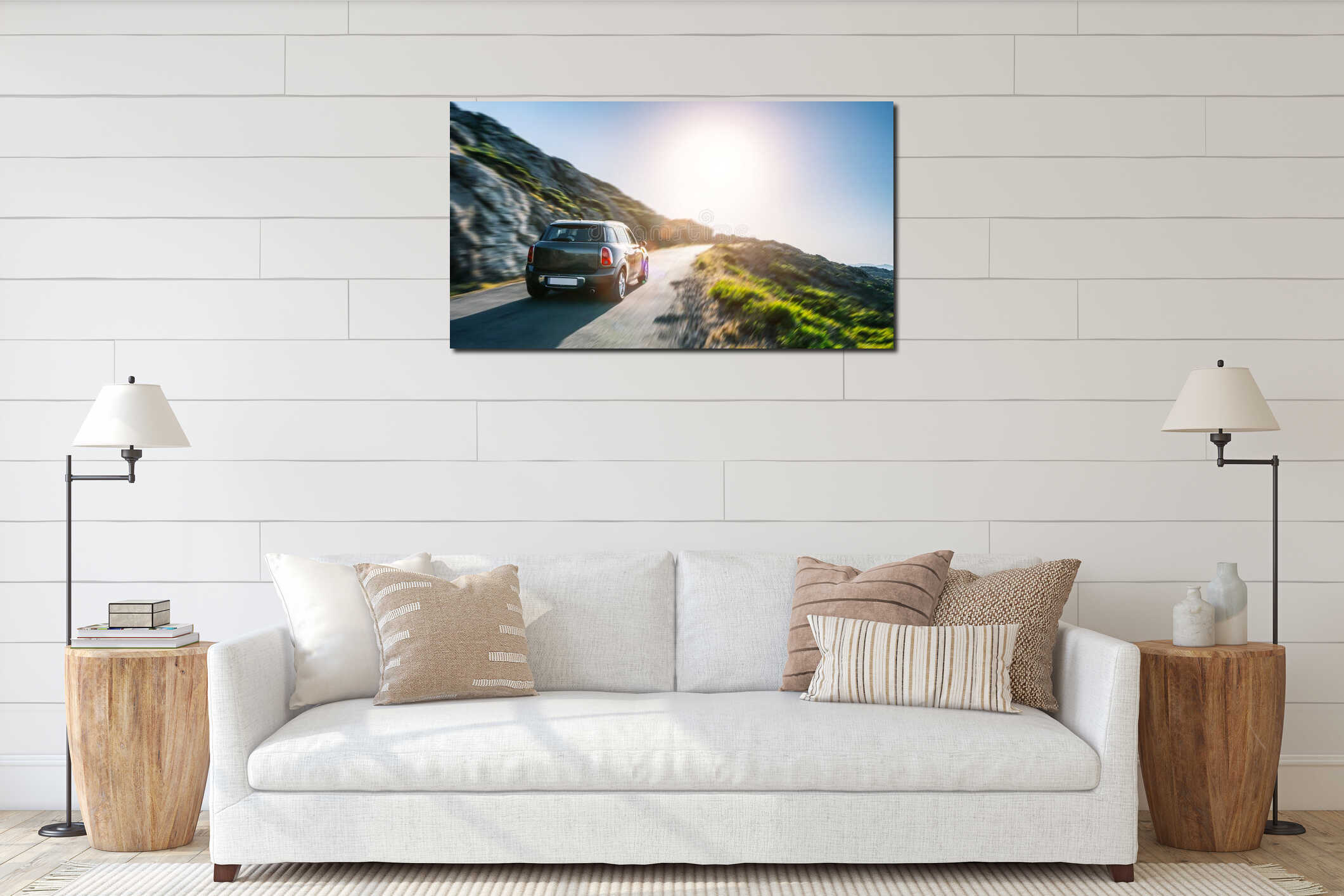 Canvas hanging interior mockup