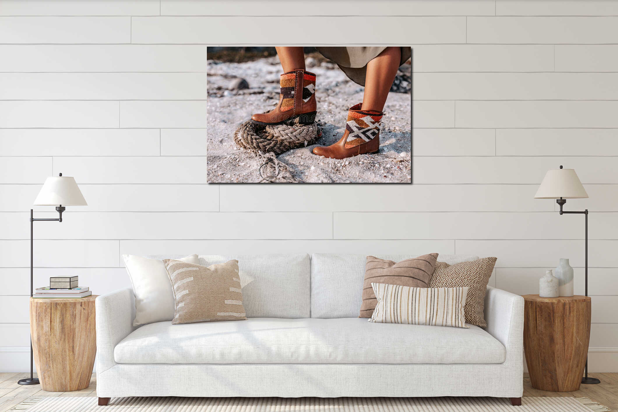 Canvas hanging interior mockup