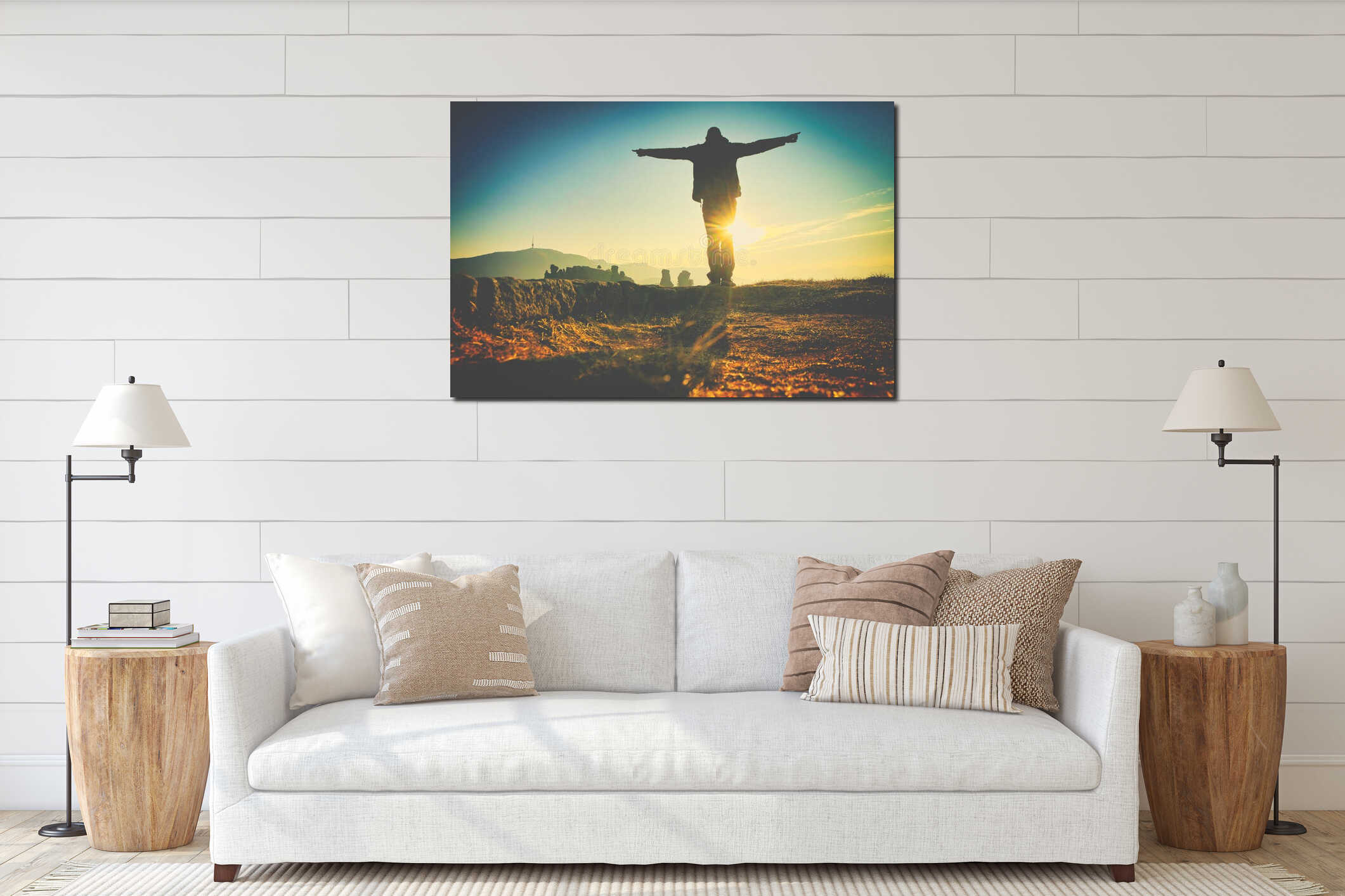 Canvas hanging interior mockup