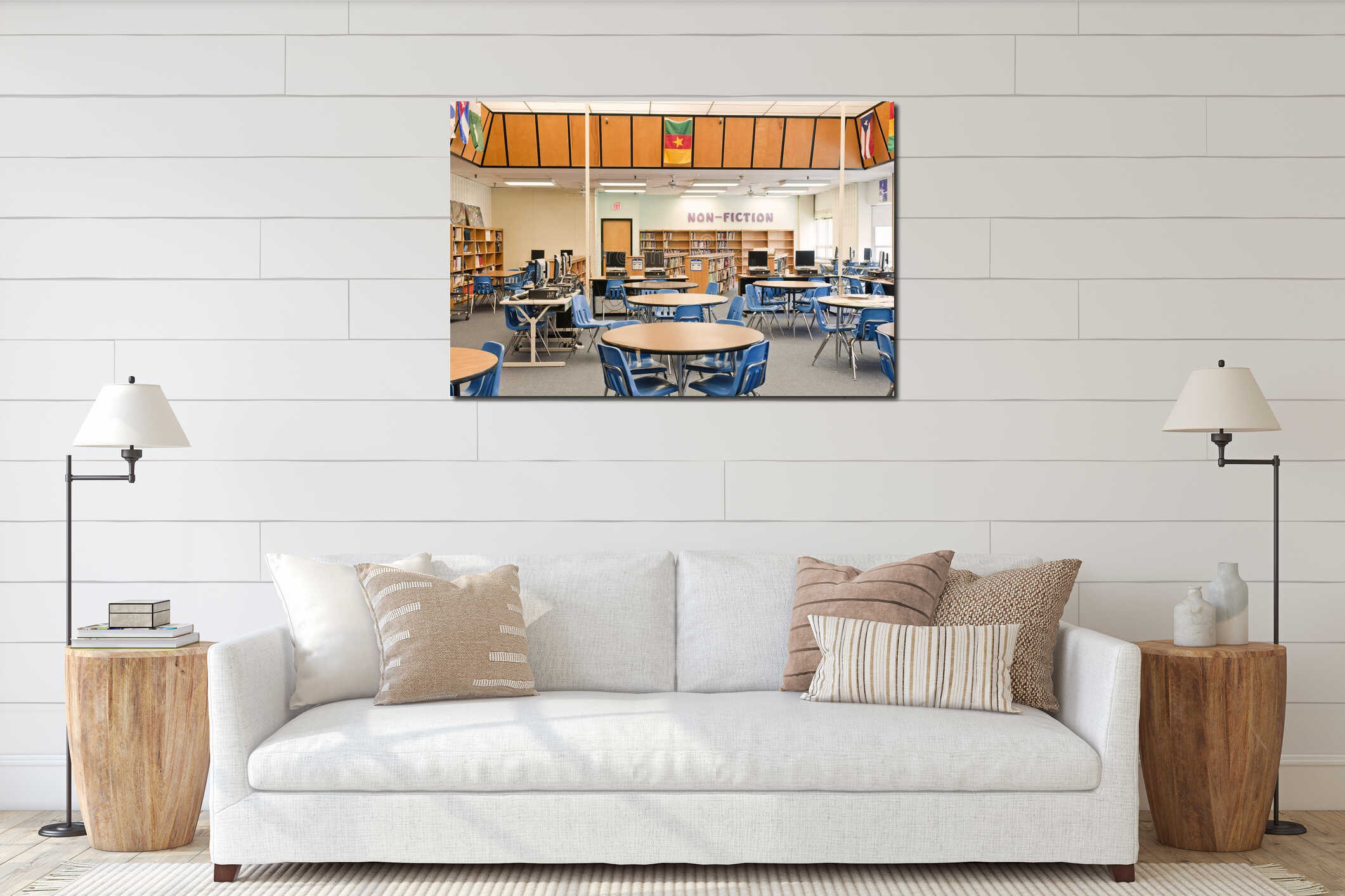 Canvas hanging interior mockup