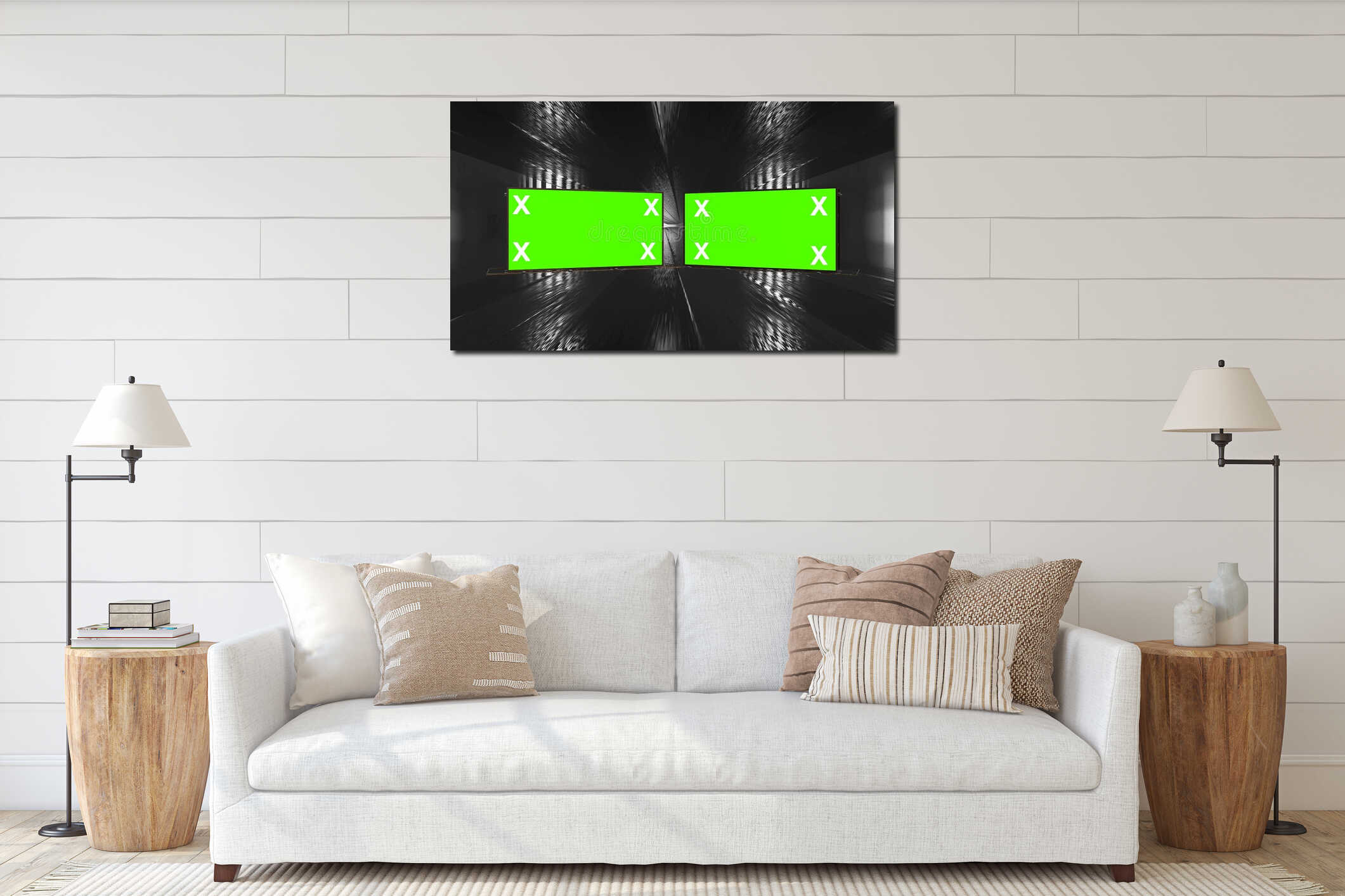 Canvas hanging interior mockup