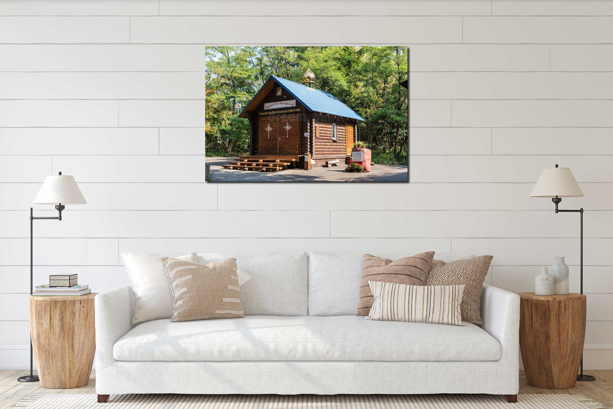 Canvas hanging interior mockup