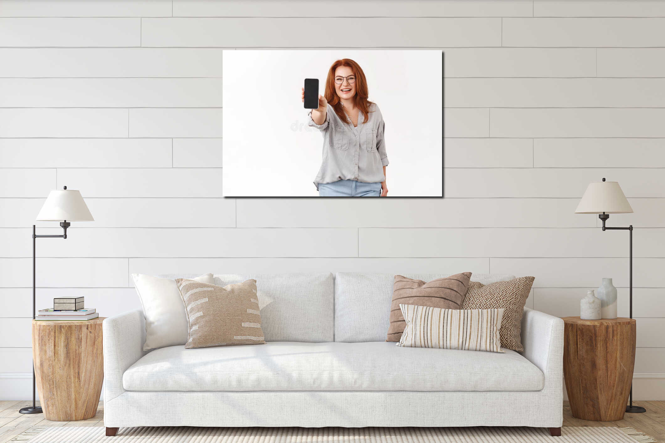 Canvas hanging interior mockup