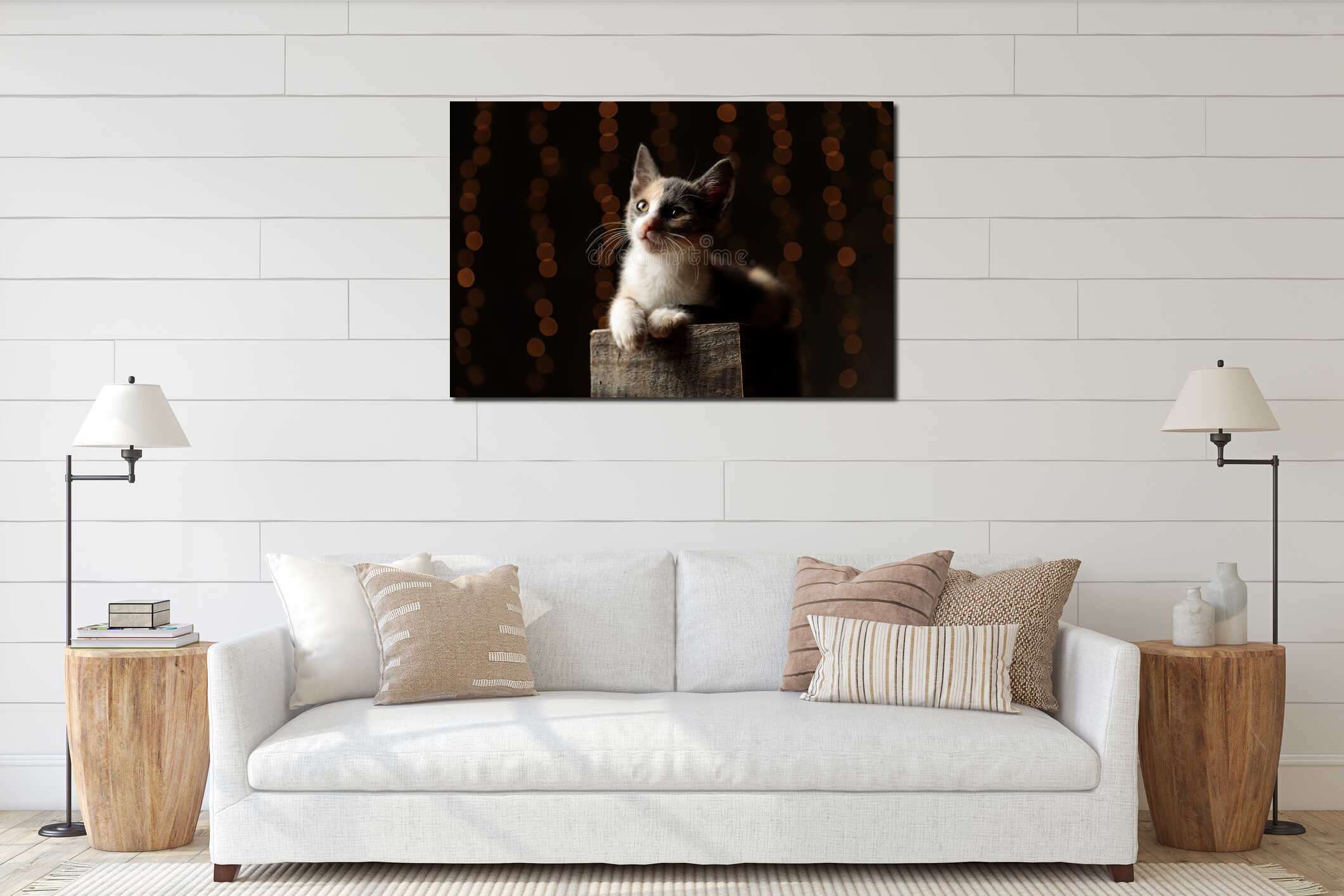 Canvas hanging interior mockup
