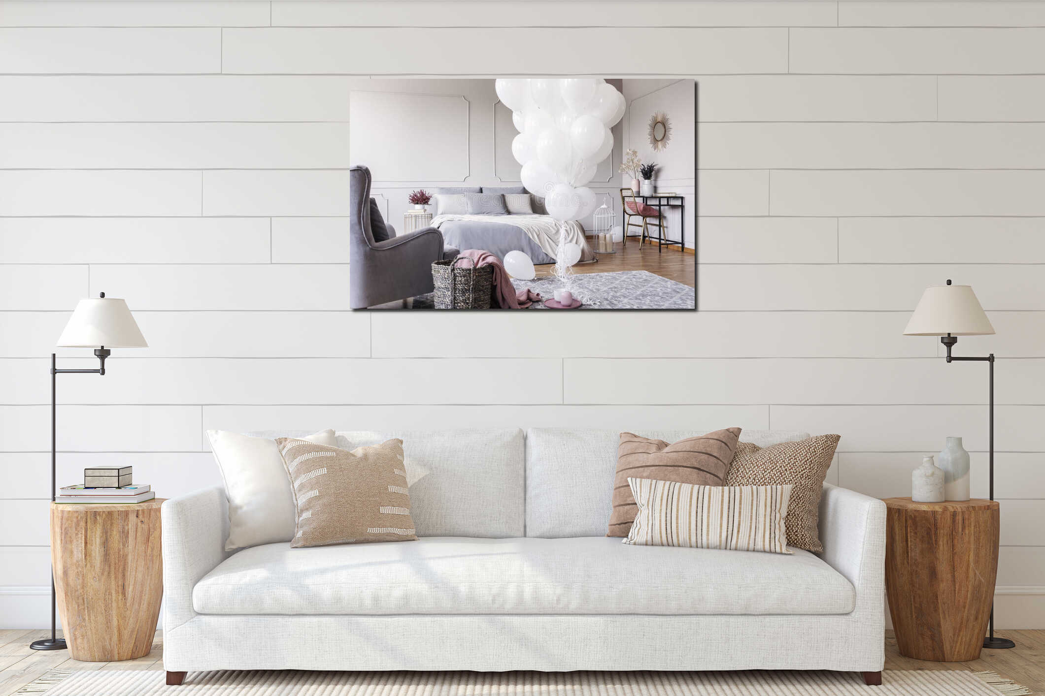 Canvas hanging interior mockup