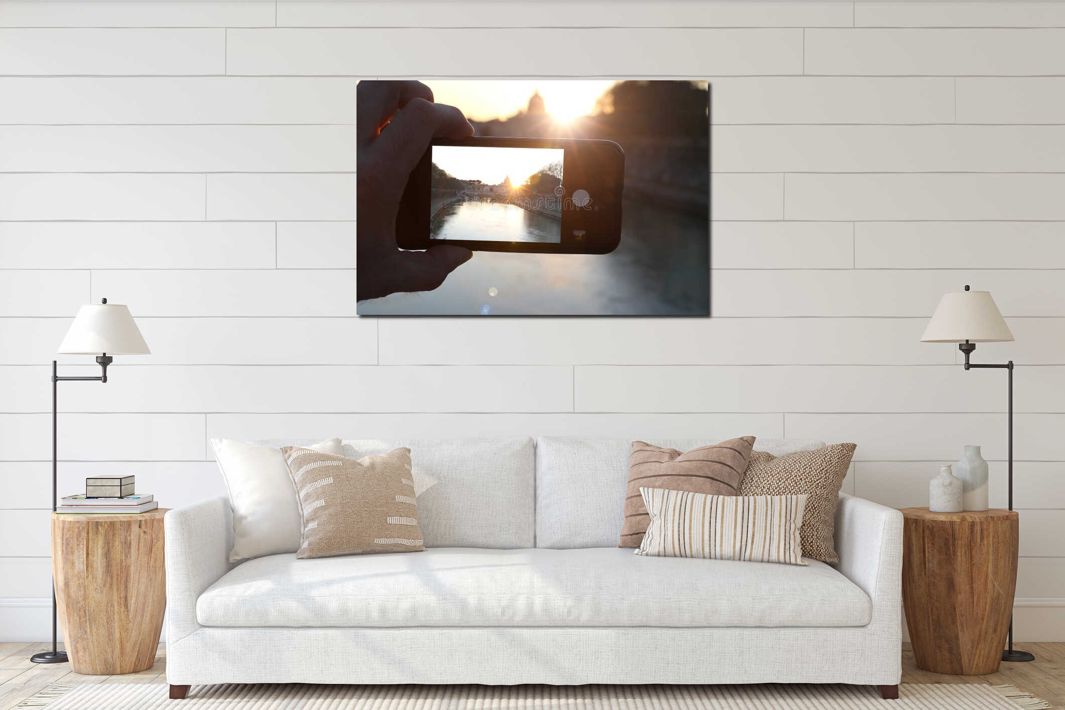 Canvas hanging interior mockup
