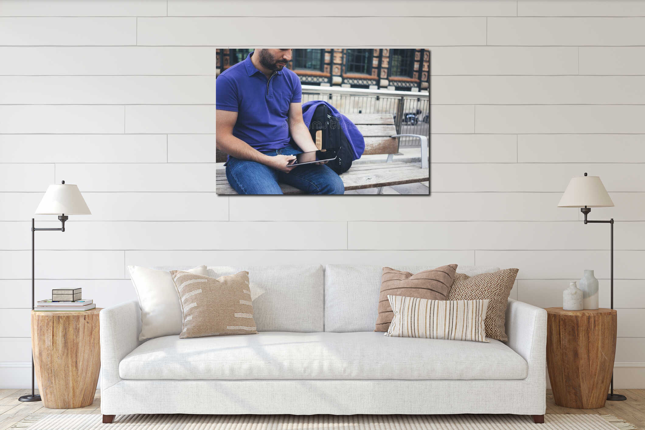 Canvas hanging interior mockup