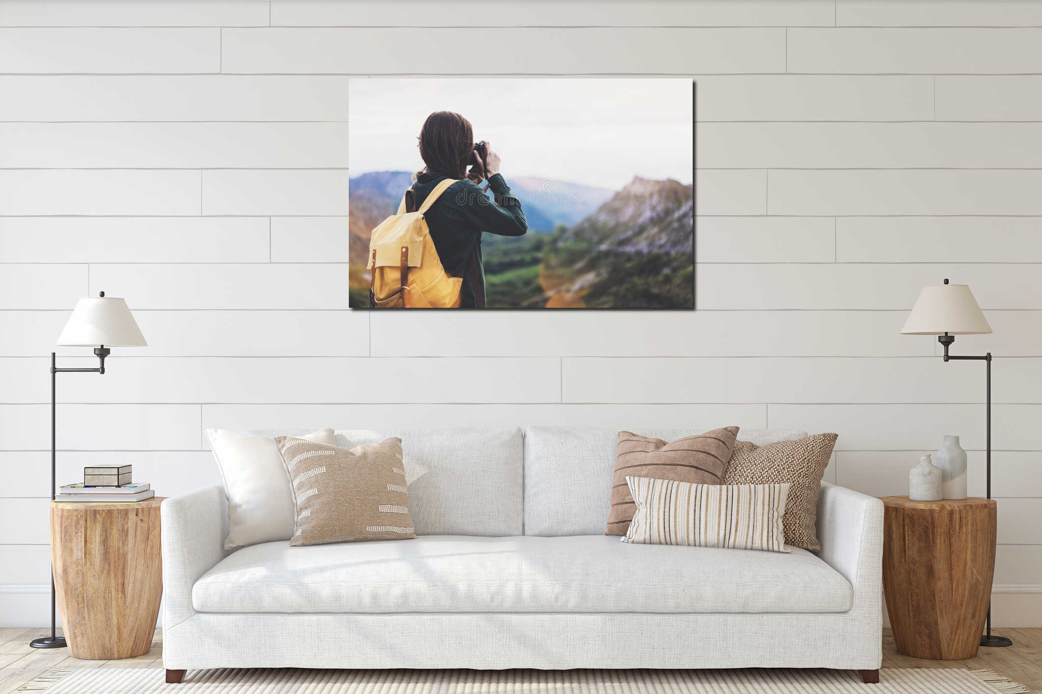 Canvas hanging interior mockup