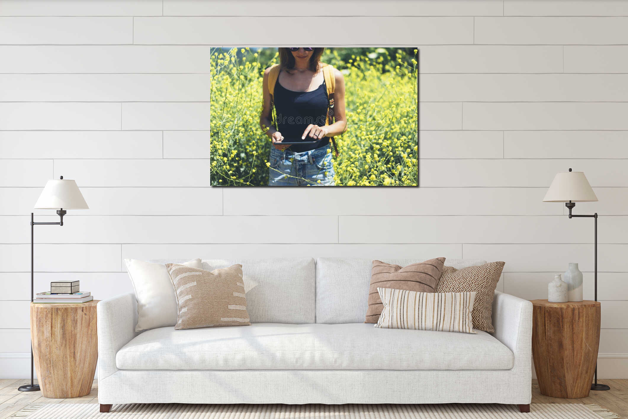 Canvas hanging interior mockup