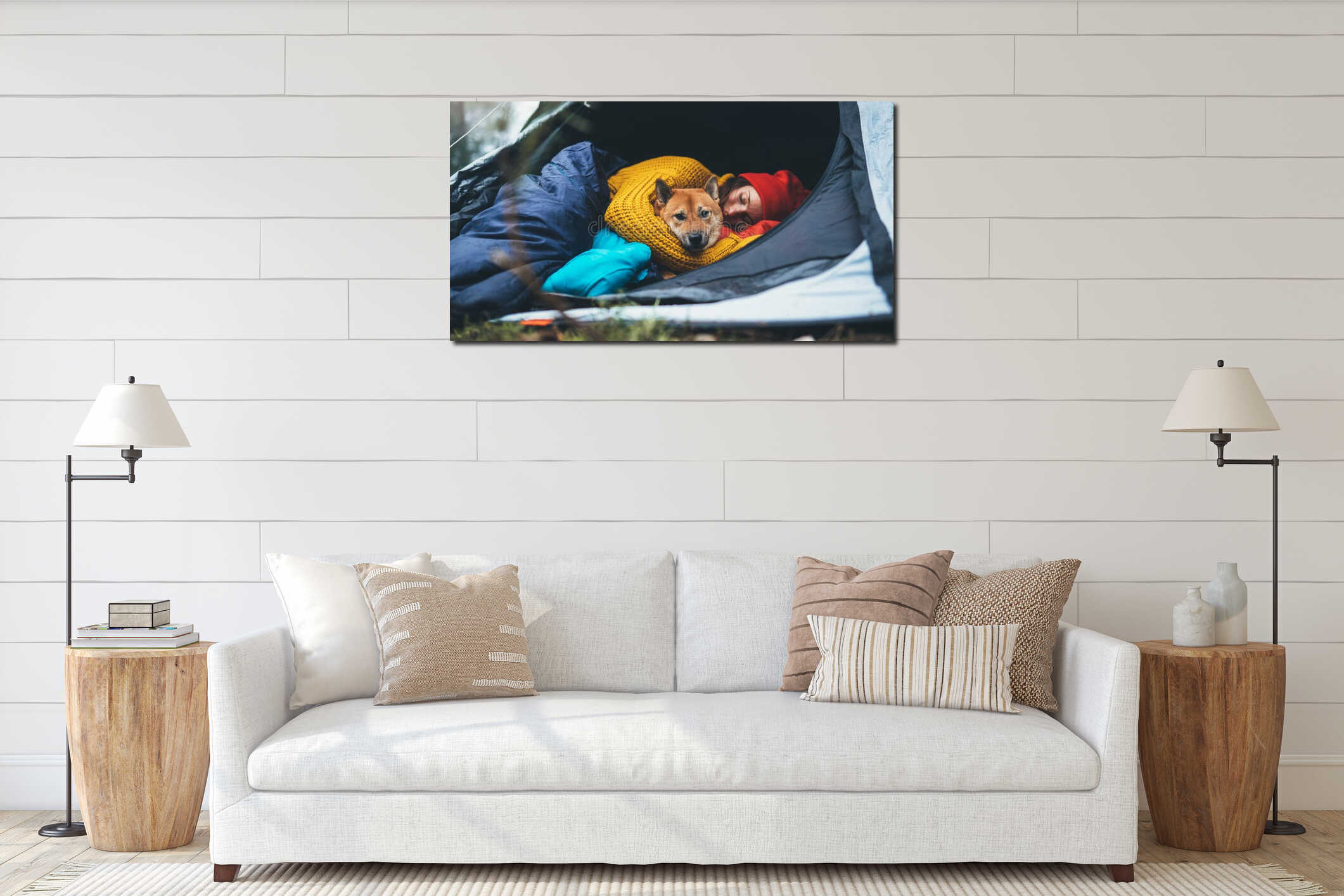 Canvas hanging interior mockup